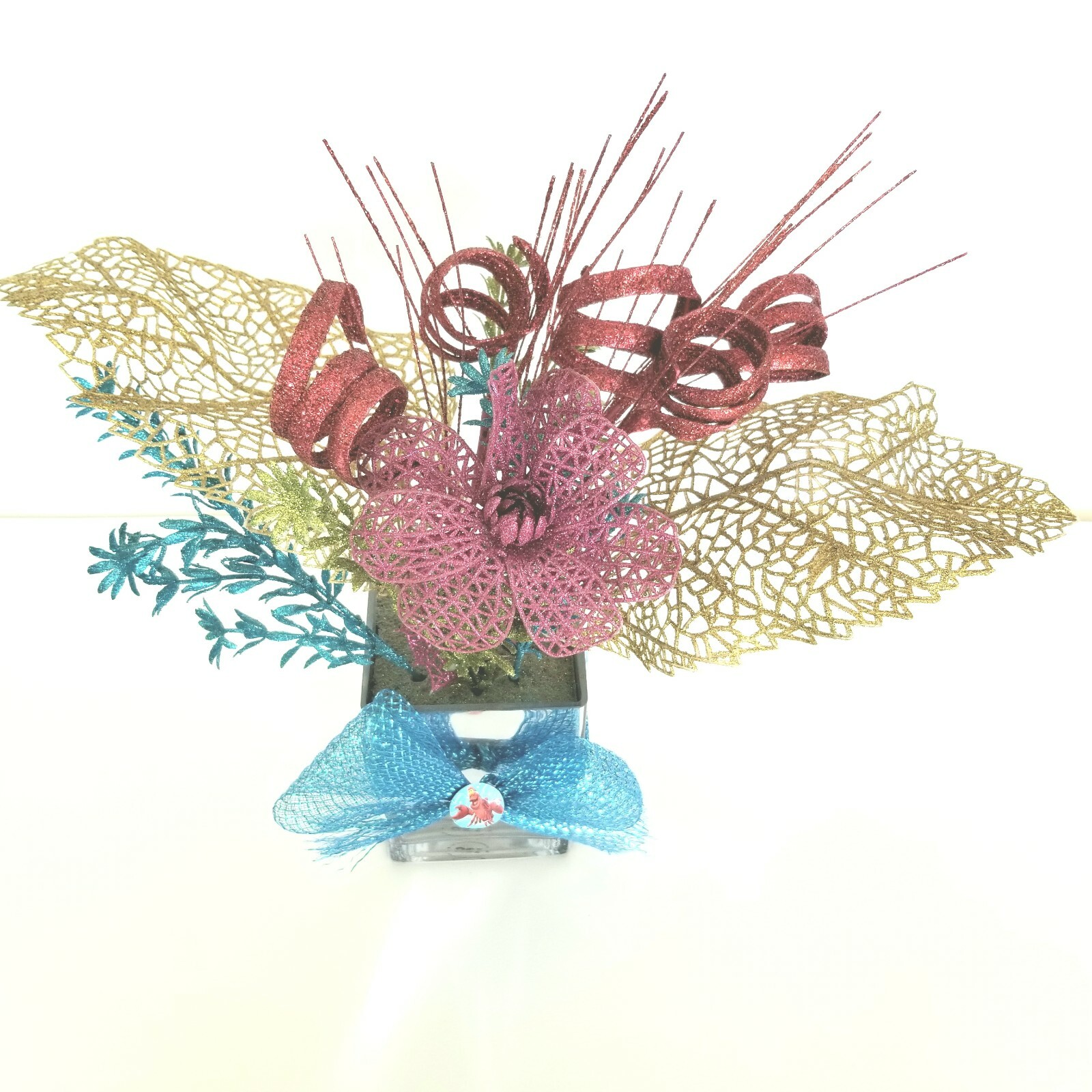 Walt Disney Little Mermaid Floral Arrangement Table Decor Centerpiece Glitter