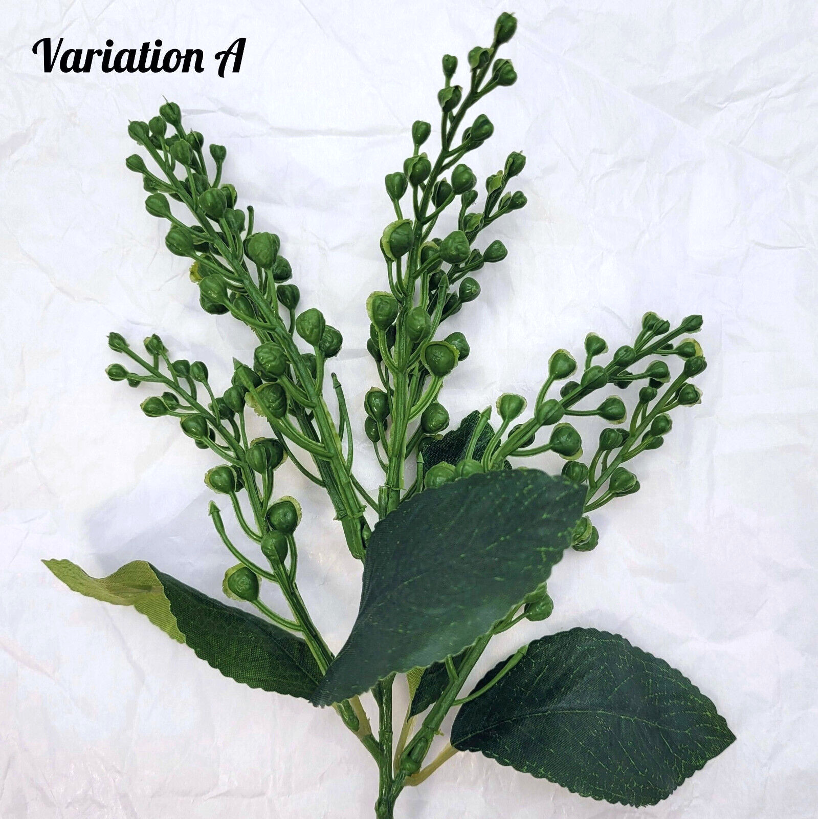 Artificial Faux Green Berry Pick Spray w/ Leaves Hard Plastic Berries USA SELLER