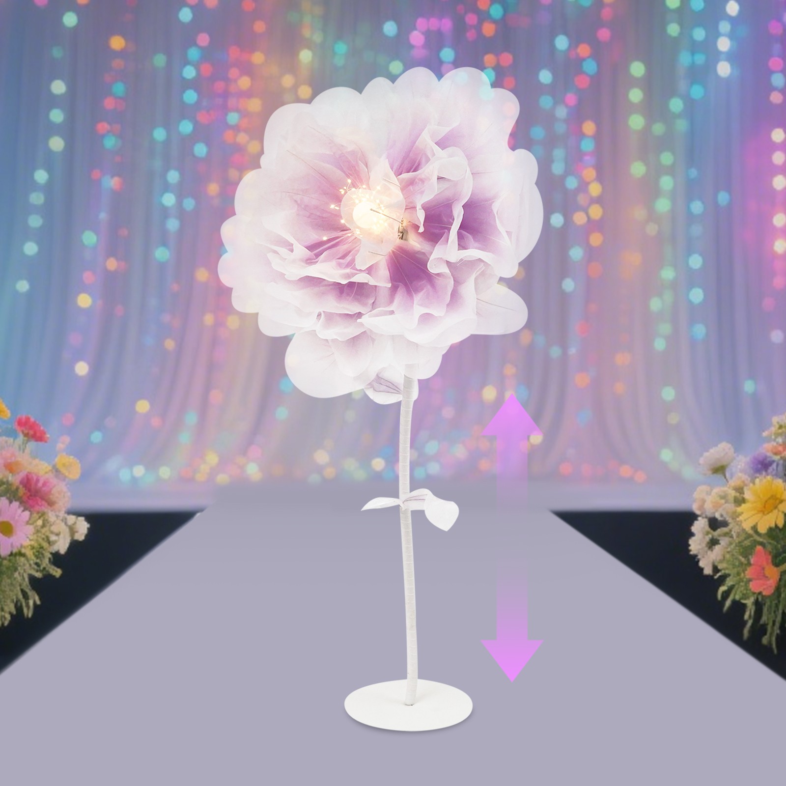 Flower Decoration with Light Auto-Open Artificial Flower Floral Decor for Party