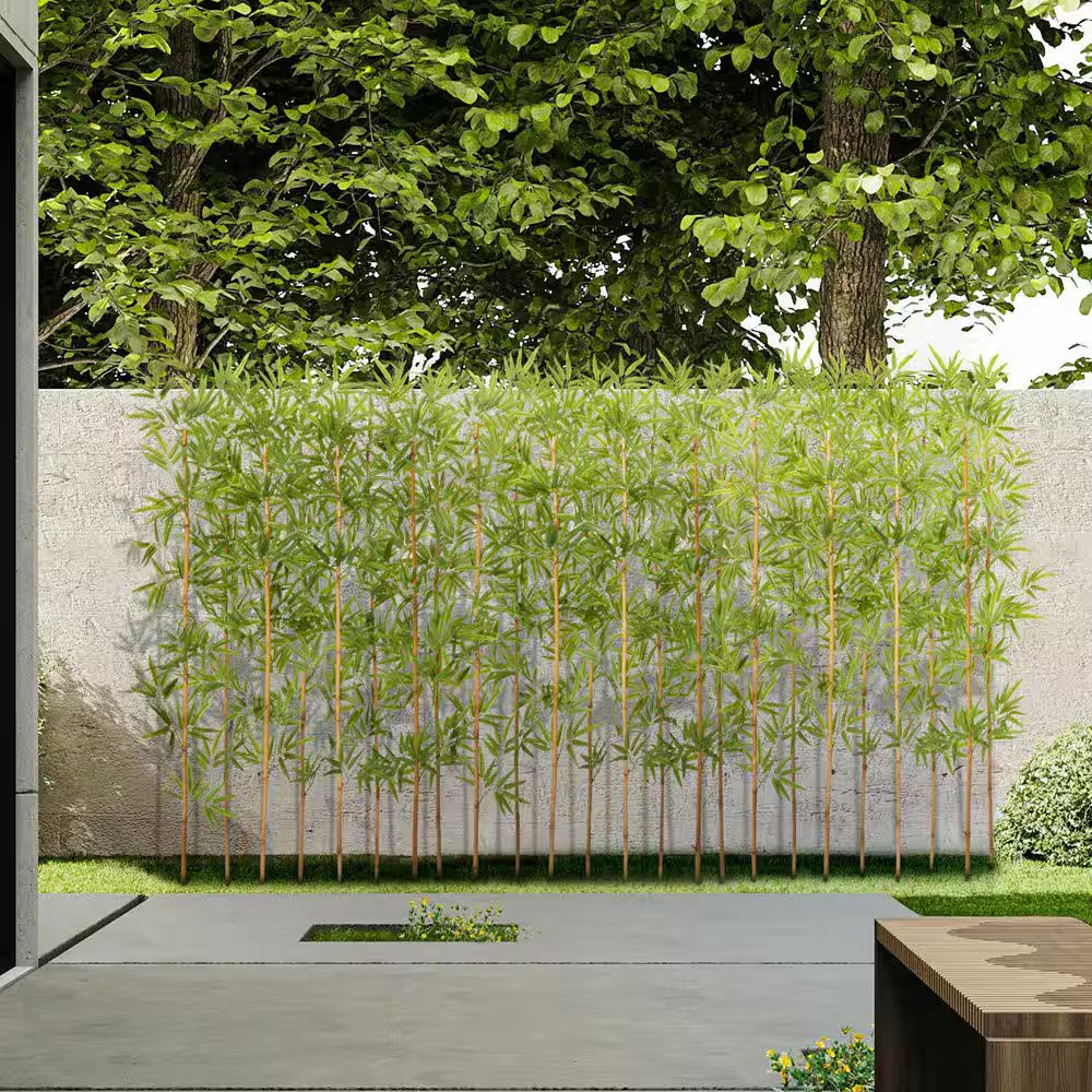 6 Ft. Artificial Bamboo Tree 24 Pack Fake Plant with Silk Leaves Real Wood Trunk