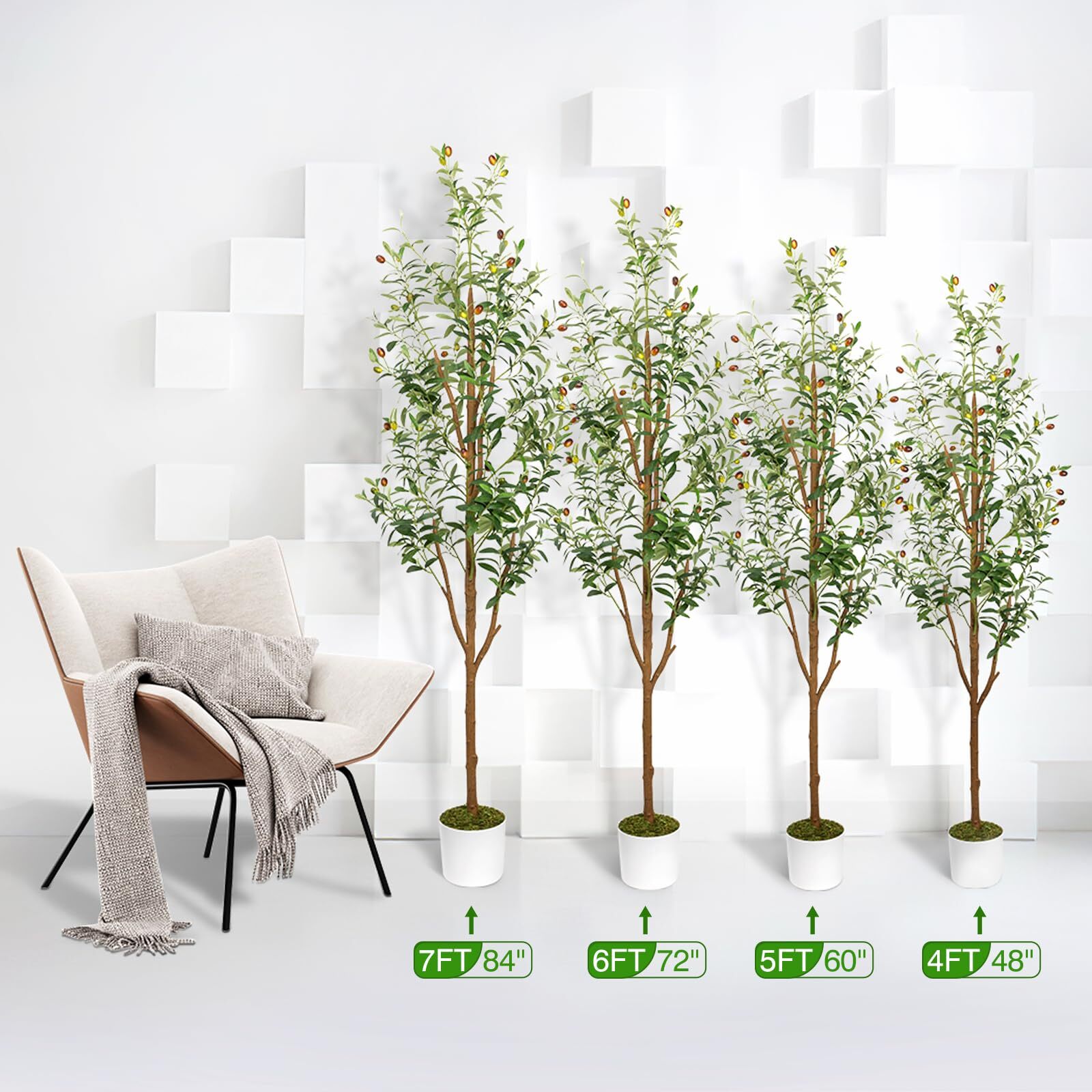 LuceAlberi Artificial Olive Trees 6FT – Large Faux Olive Tree for Indoor with Wh