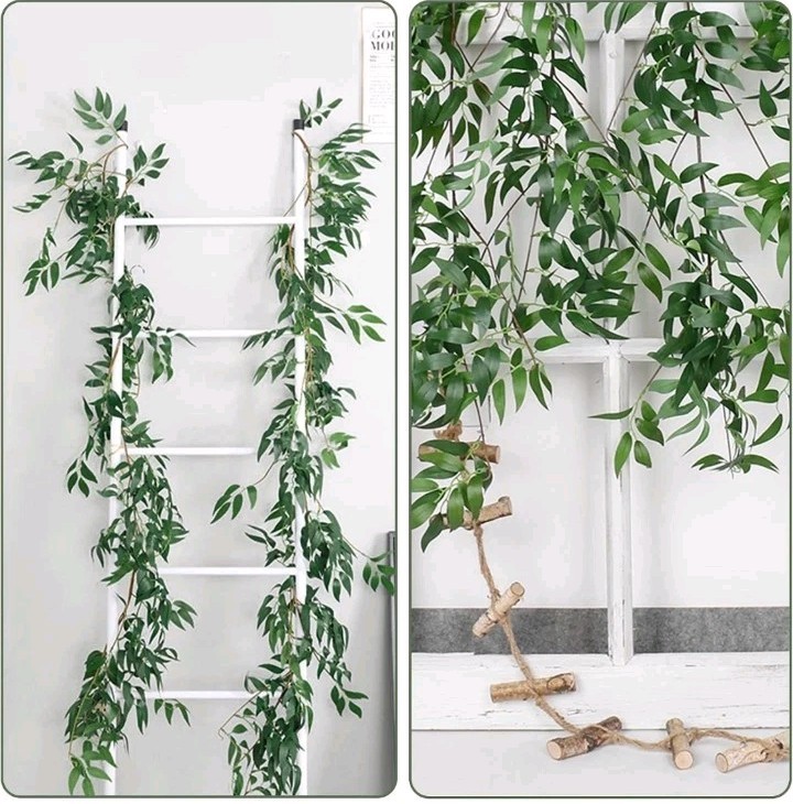RECUTMS Artificial Willow Leaves Vine Twigs 2Pcs 5.9Ft Fake Hanging Ivy…