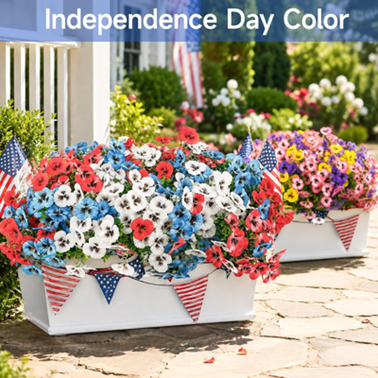 Artificial Flowers 12 Bundles UV Resistant Pansies for Outdoors, Faux Garden