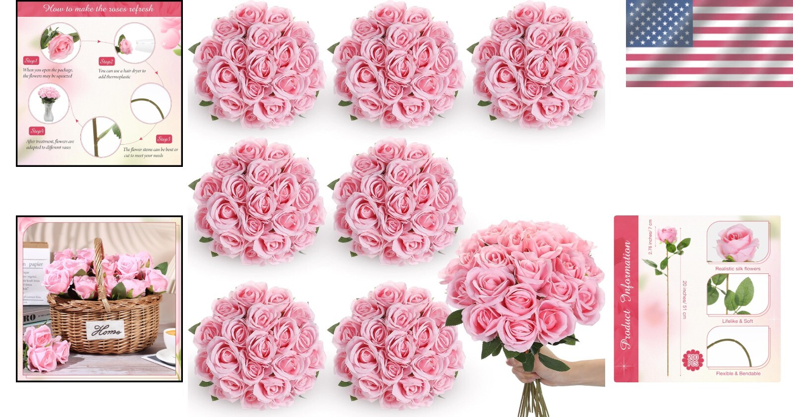 Everlasting Beauty with 200 Artificial Silk Roses – Perfect for Any Occasion