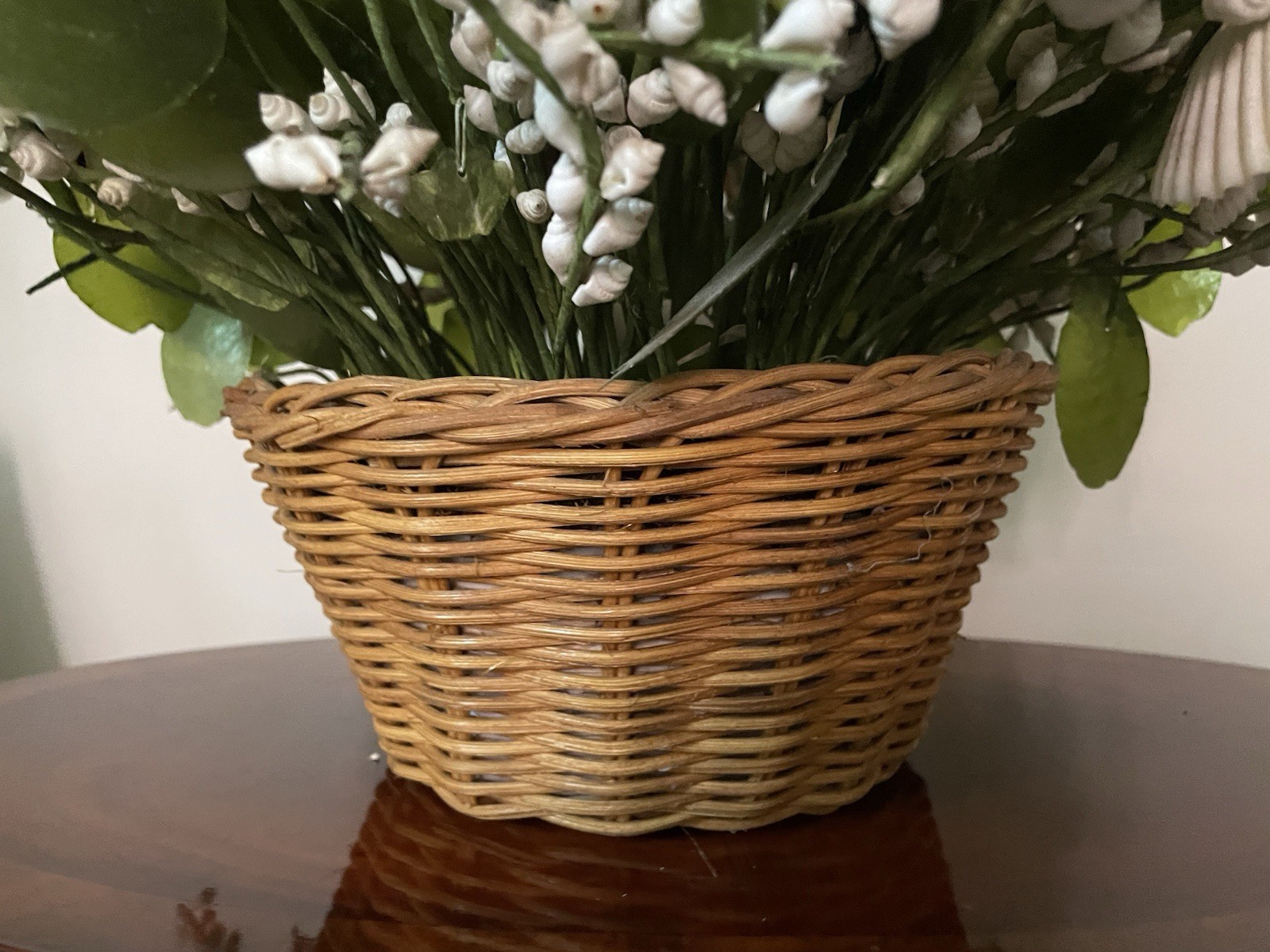 17″ Vintage Floral Centerpiece Seashells Flower Bouquet Arrangement capiz coral