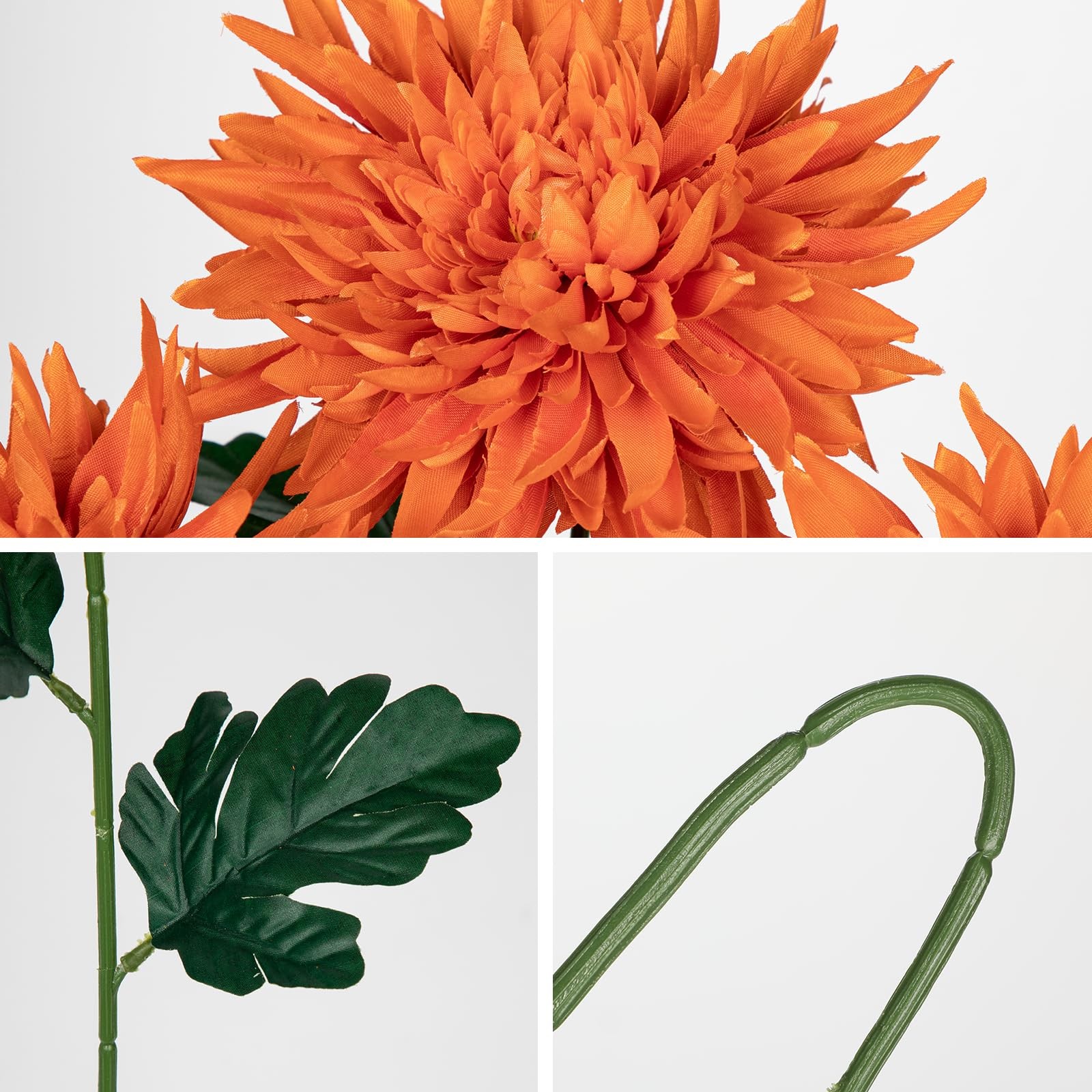 6Pcs Orange Artificial Mums for Outdoors Fall Flowers Large Fall Mums Autumn …
