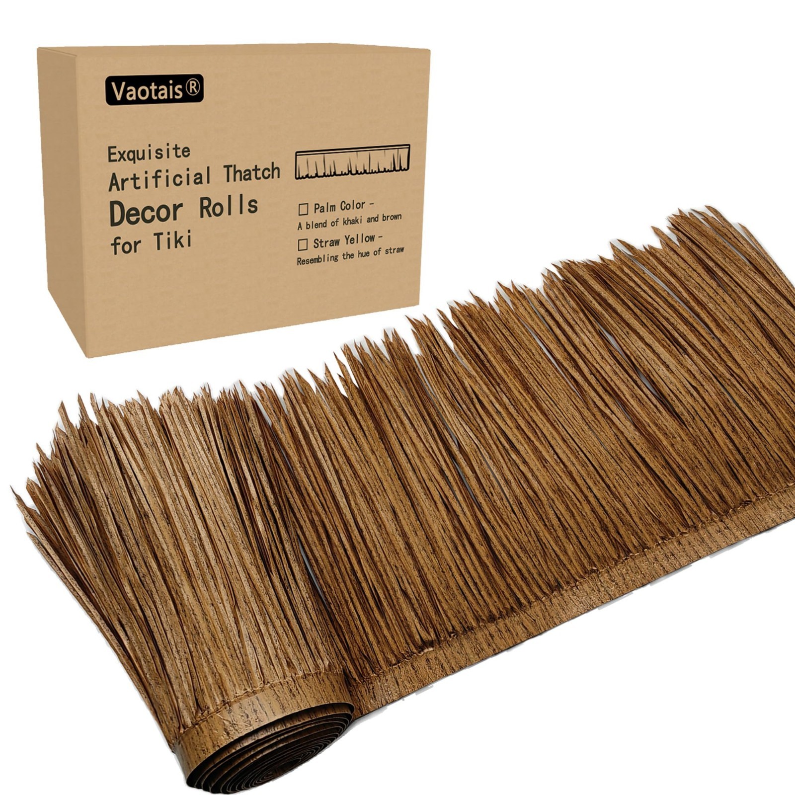 Artificial Palm Thatch Roof Rolls – Waterproof, Easy Install, 5 Lengths, 2 Color