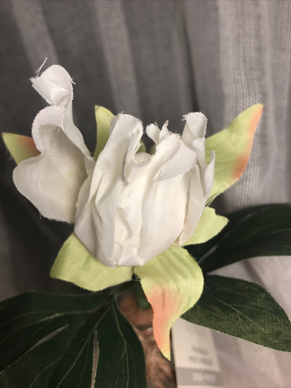 Artificial White Rose Flower Stem In Clear Glass Vase Floral Decor NWT Tabletop