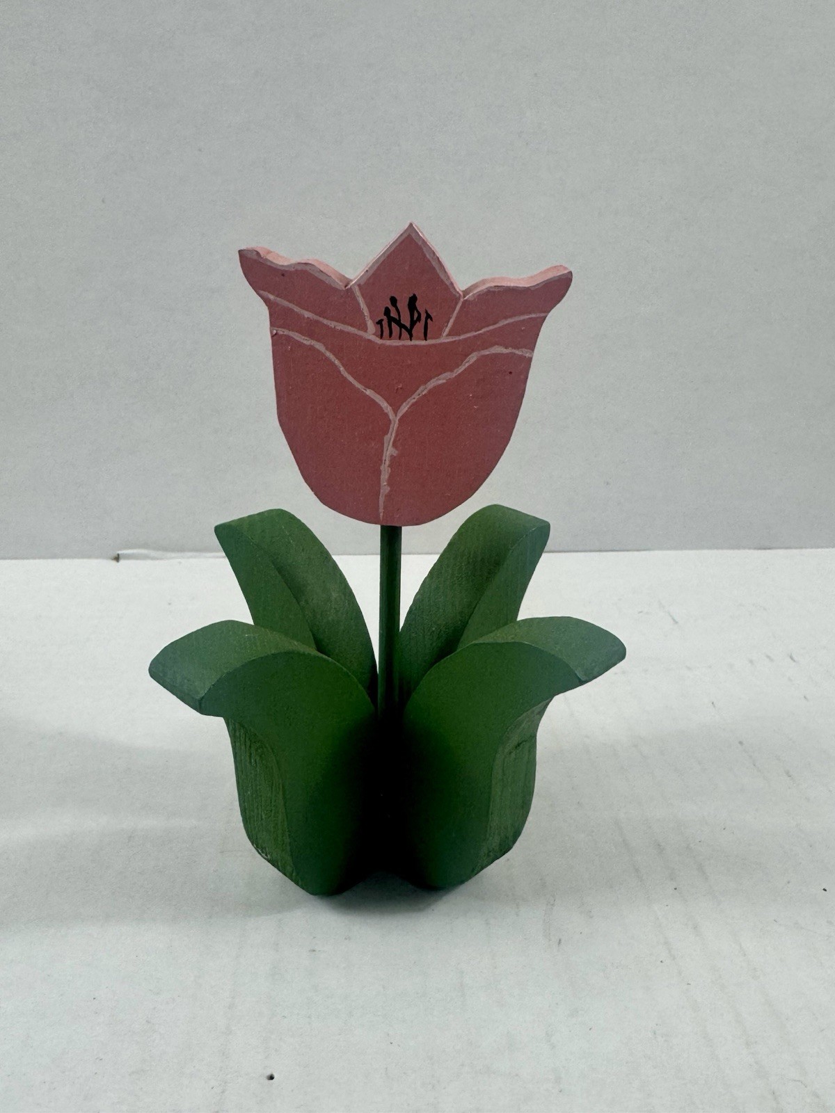Pink Tulip Flower Stem, Wood Decor, 5 in Tall, Floral & Garden Theme