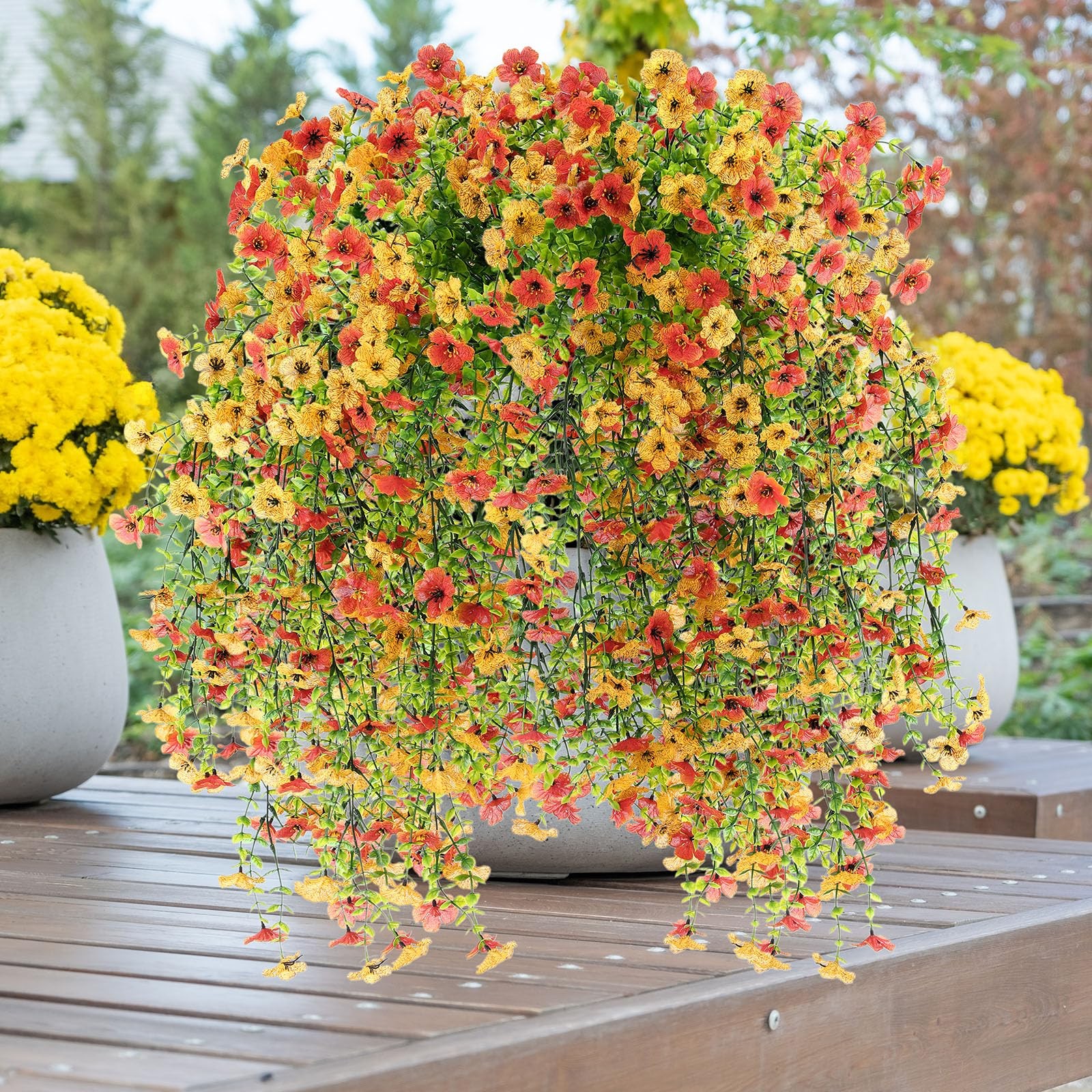 4 Pcs 30In Artificial Hanging Flowers for Outdoor Planter 156 Branches Traili…