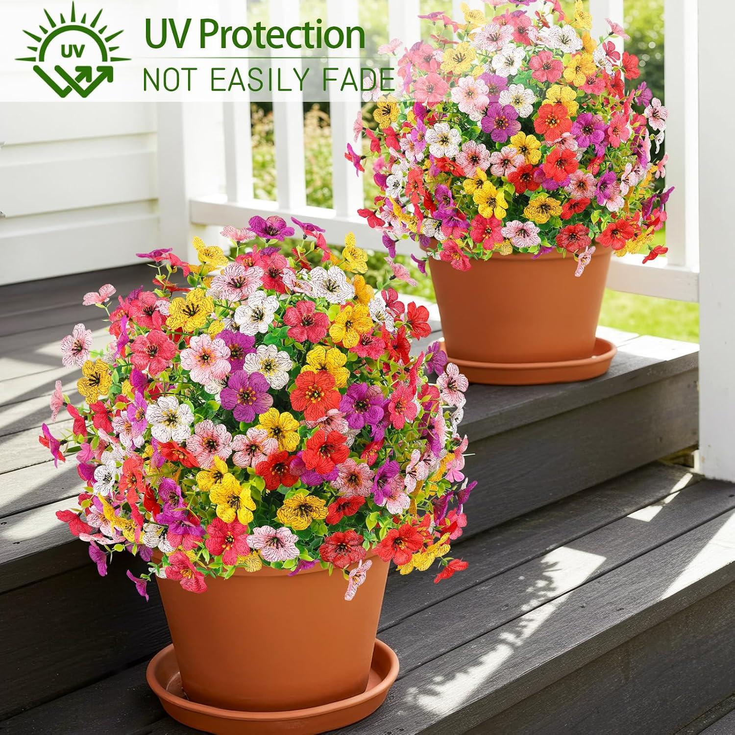 23″ Artificial Flower Topiary Balls – 2 Pack with Ground Spikes for Outdoor Deco