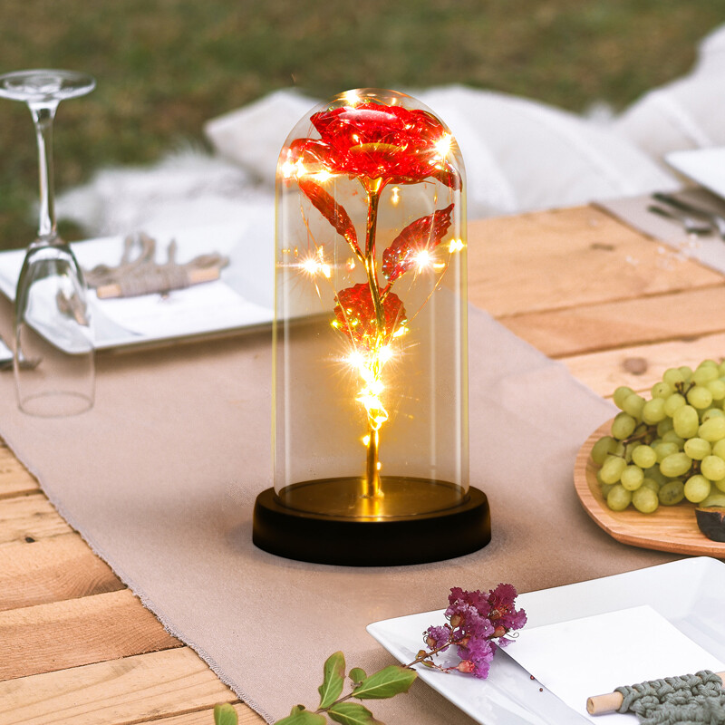 Luz LED rosa en vidrio, regalos para esposa, mujer, novia, regalo de cumpleaños