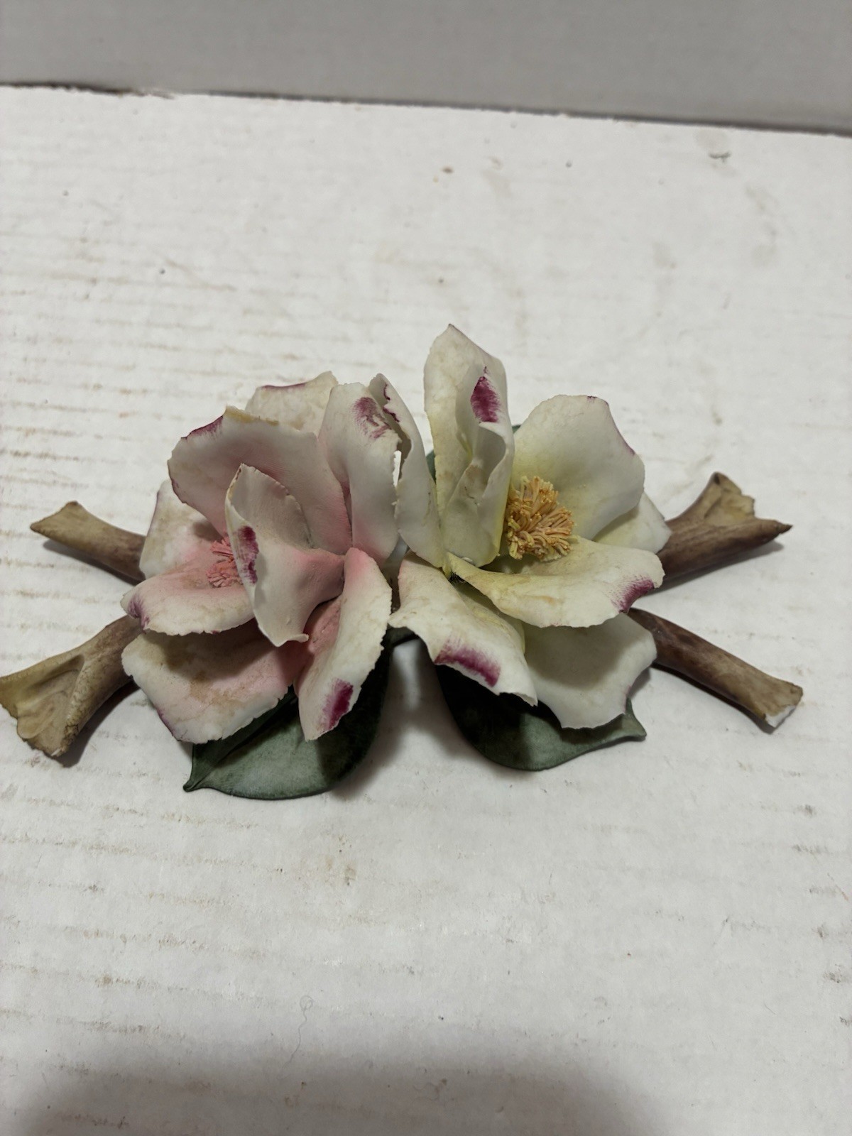 Napoleon of Italy Lot Iot Of 2 Ceramic Flower Sculpture Approx 5 X 3 Inches
