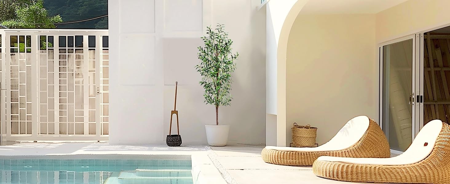Artificial Olive Tree, 6FT Tall Faux Olive Trees 72in Outdoor Fake Potted Silk