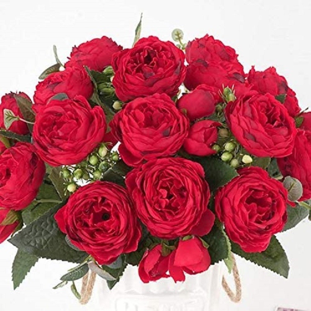 5 Head Persian Peony Silk Flowers Wedding Home Decor Fake Roses Bouquet