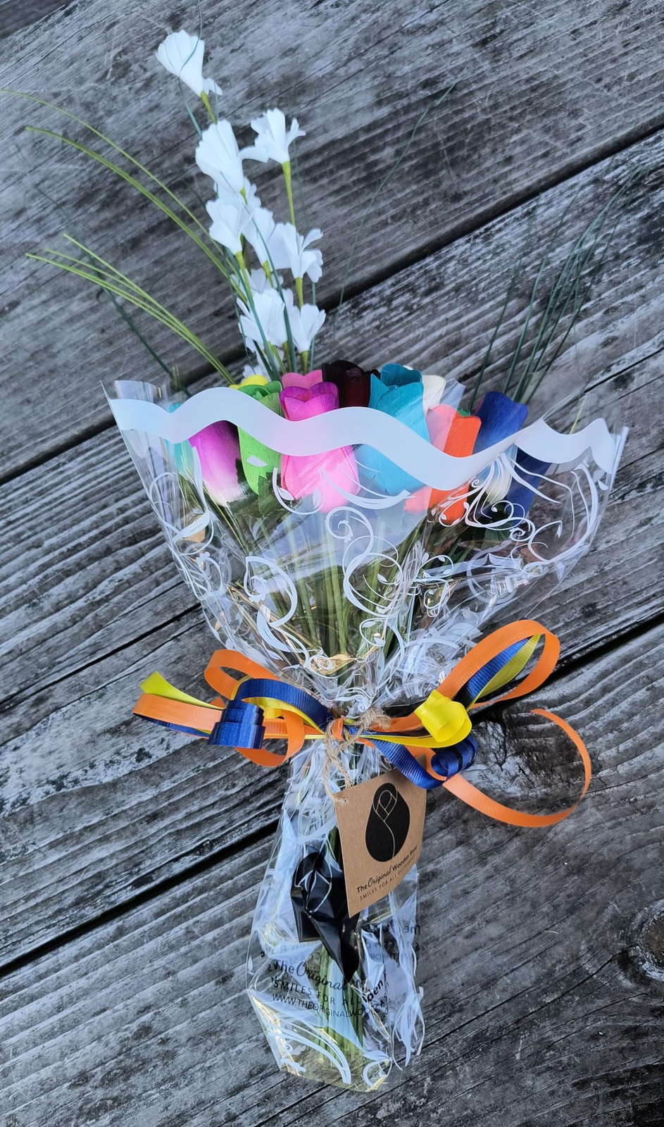 Assorted Colors Wooden Rose Closed Bud Bouquets 2 Dozen Floral Decor Gift