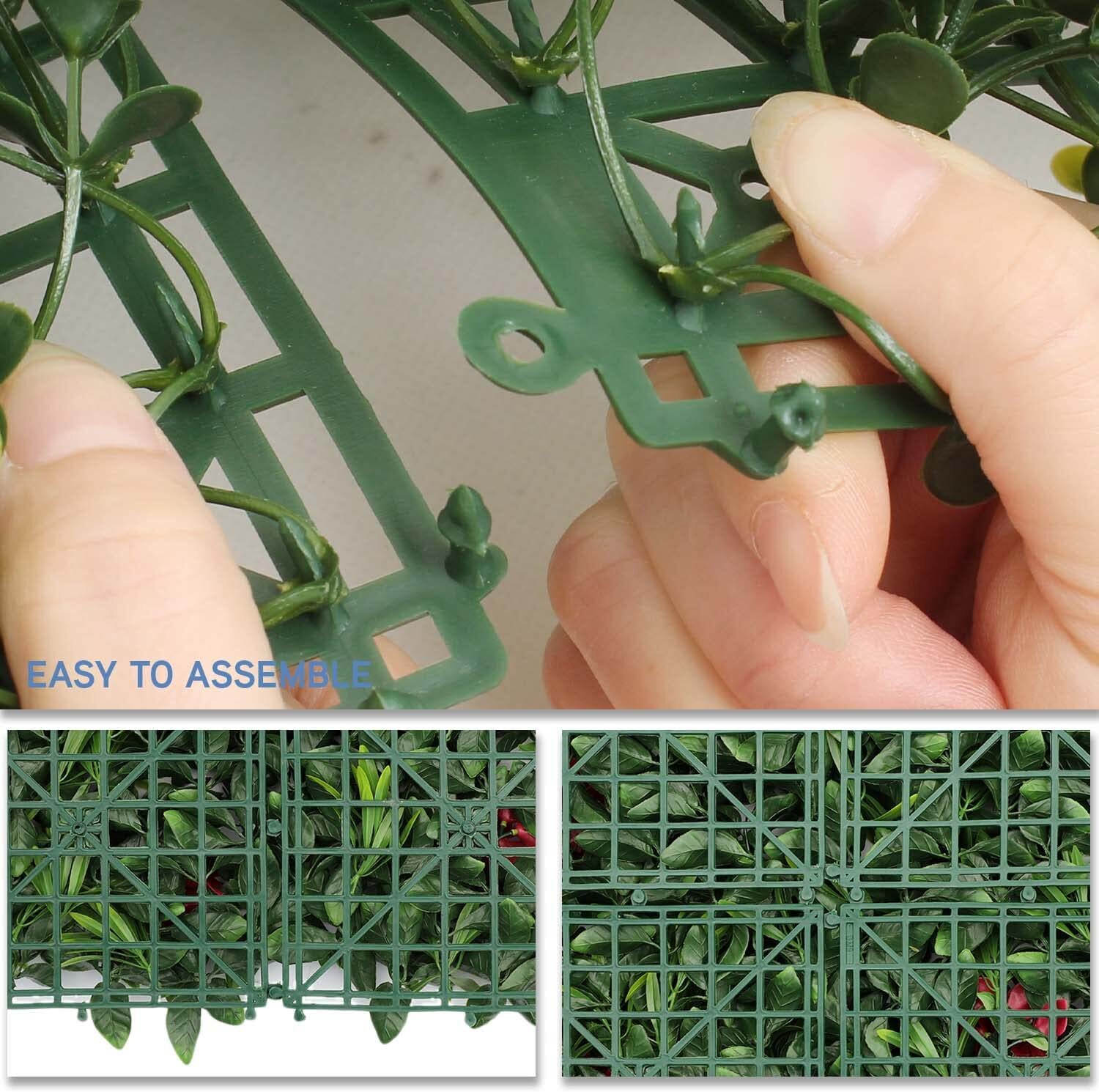 40″x 40″ Artificial 3D Faux Ivy Fence Mixed Panel Mat Wall Fence Hedge Decor #01