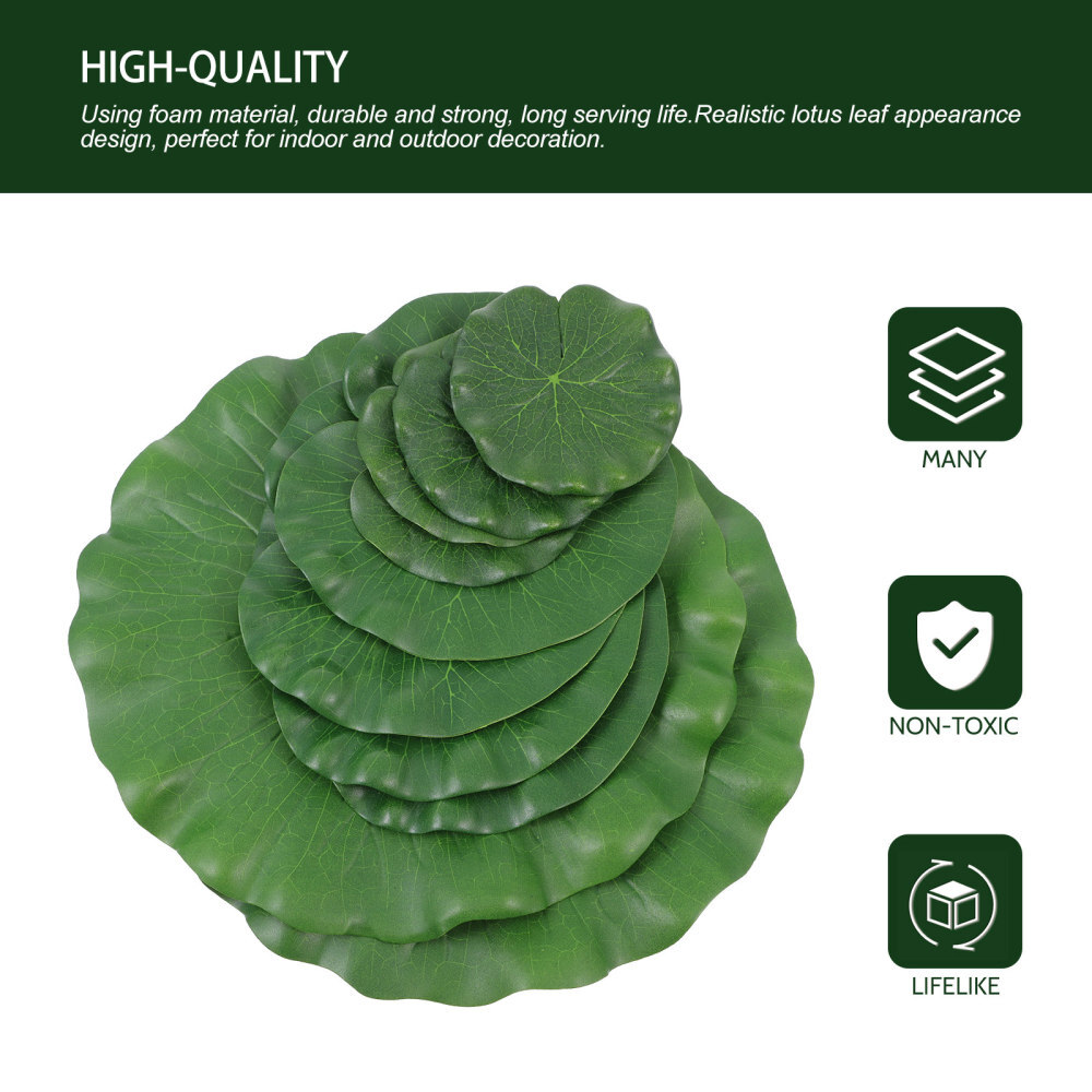 Set of 2 Simulated Lotus Leaf Decoration Artificial Leaves Aquarium Plants Fake
