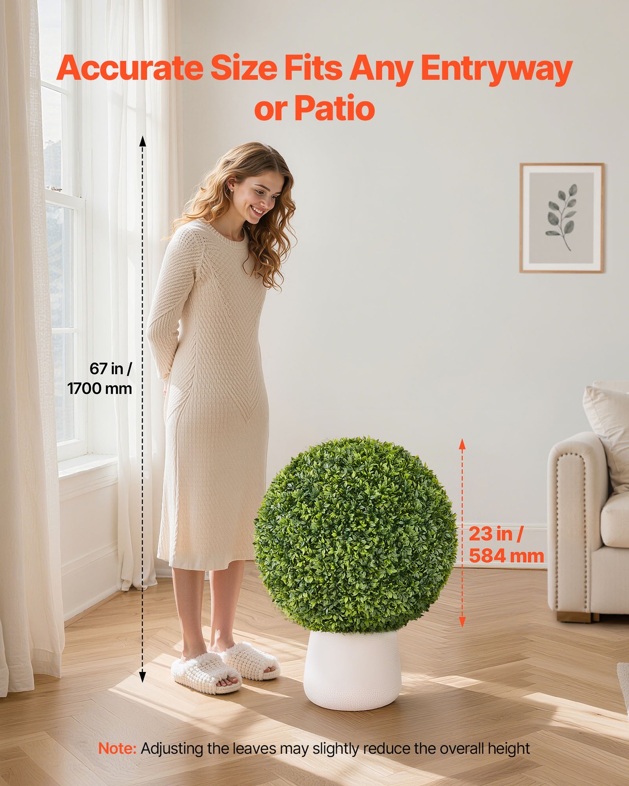 VEVOR Artificial Topiary Ball 23 Inch Faux Boxwood Plant Home Garden Wedding