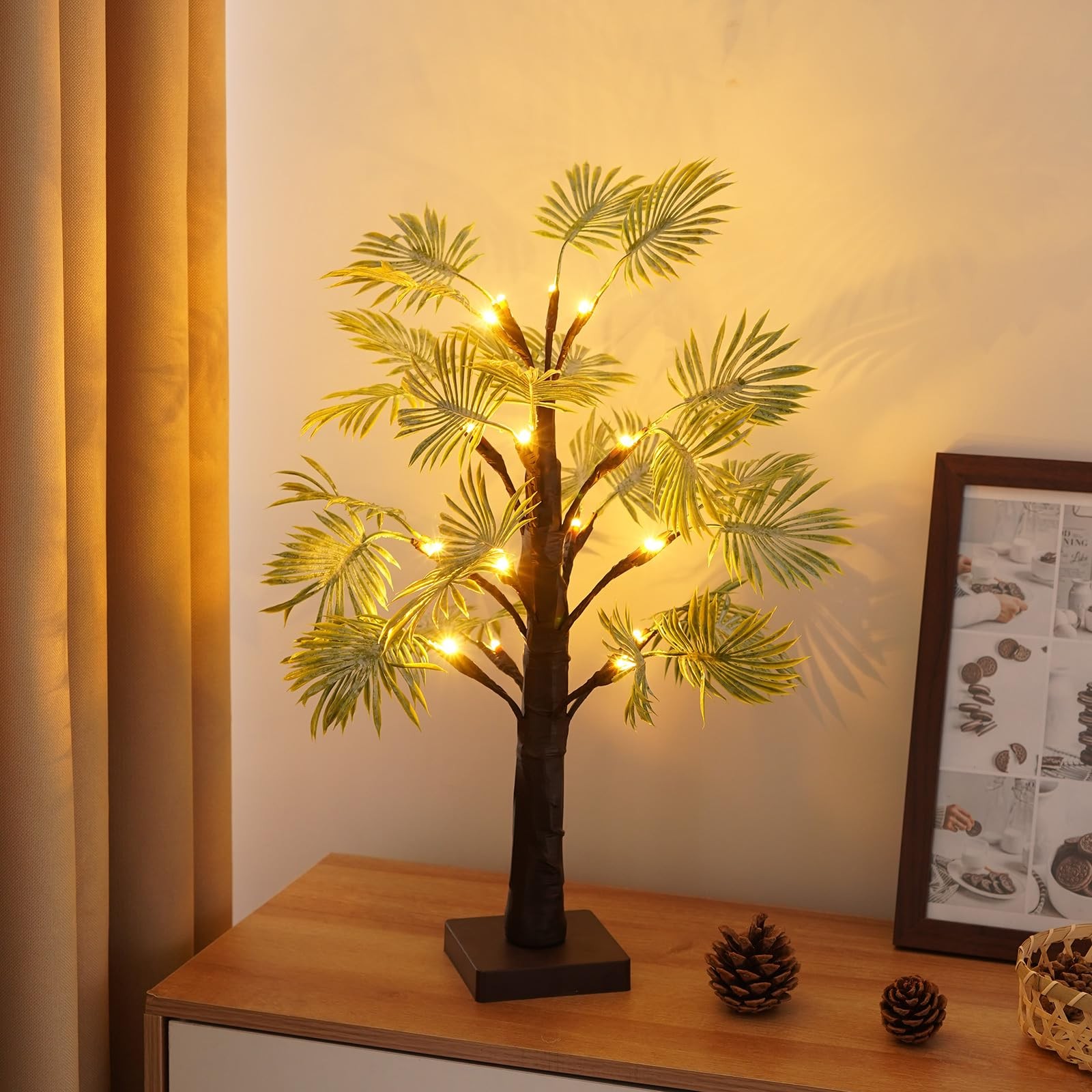 2ft Lighted Palm Tree Lamp with Timer – Tropical Christmas Decorations Indoor…