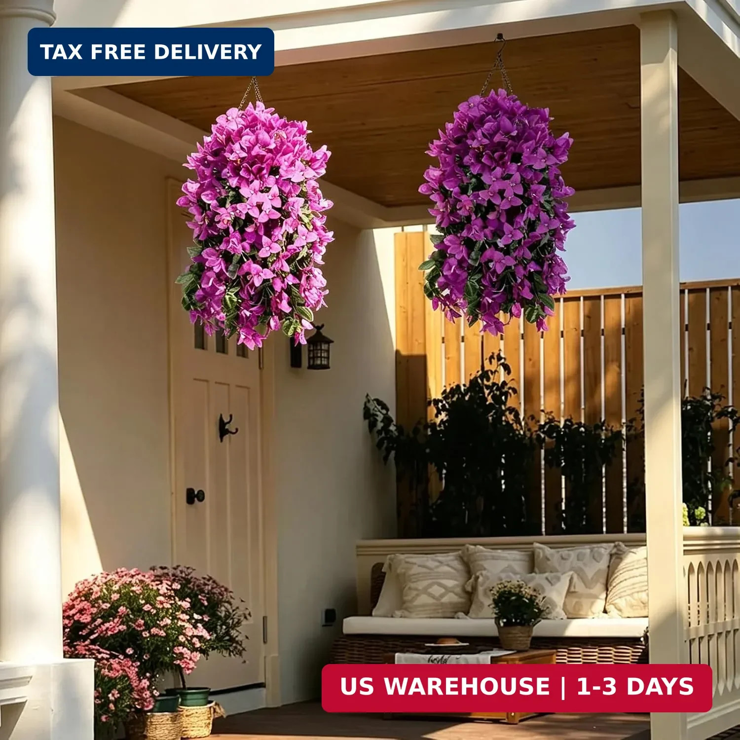 Alotiki Artificial Bougainvillea Flowers for Outdoor Plant,4 pcs Faux Hanging Fl