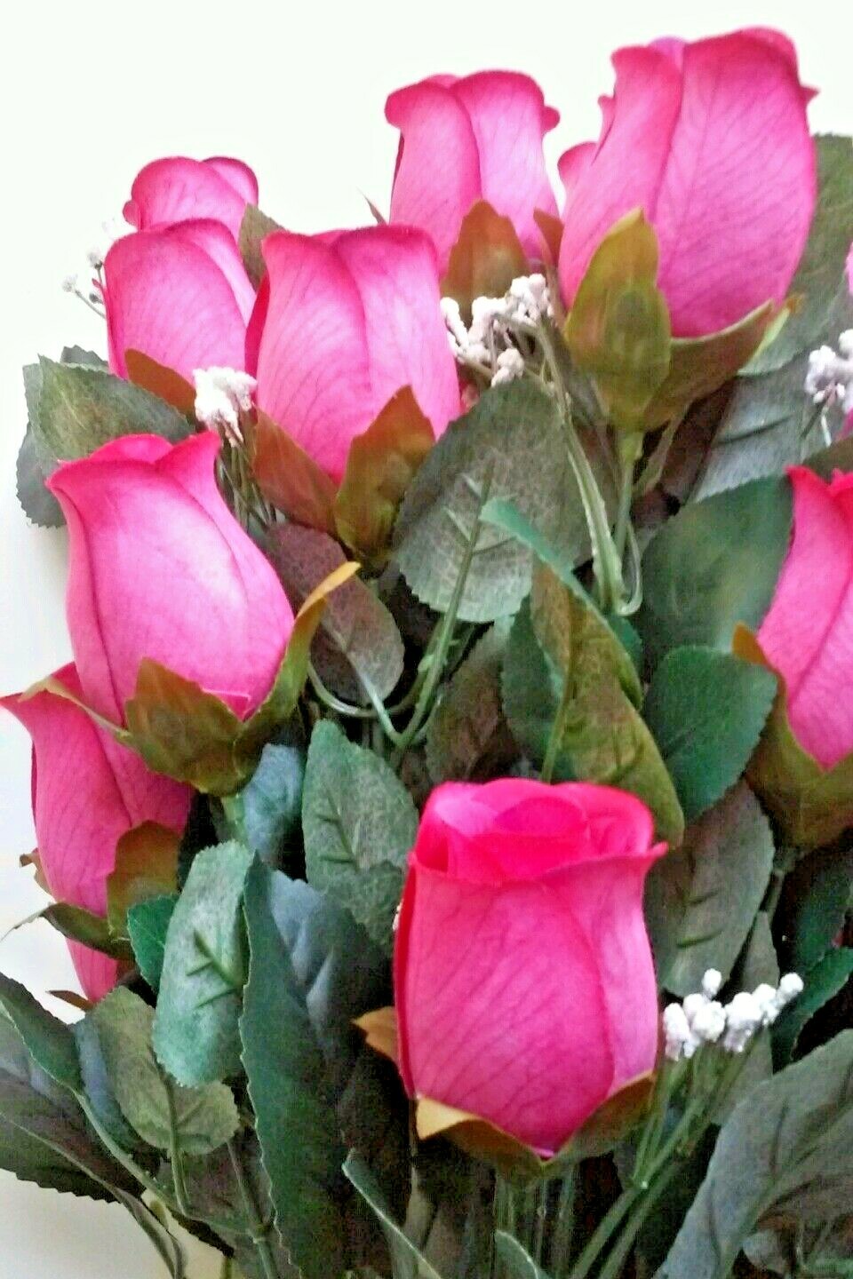 24-Rose Fuchsia Pink Large Microfiber Silk Flower 22″ Bush Home Bride Decors US