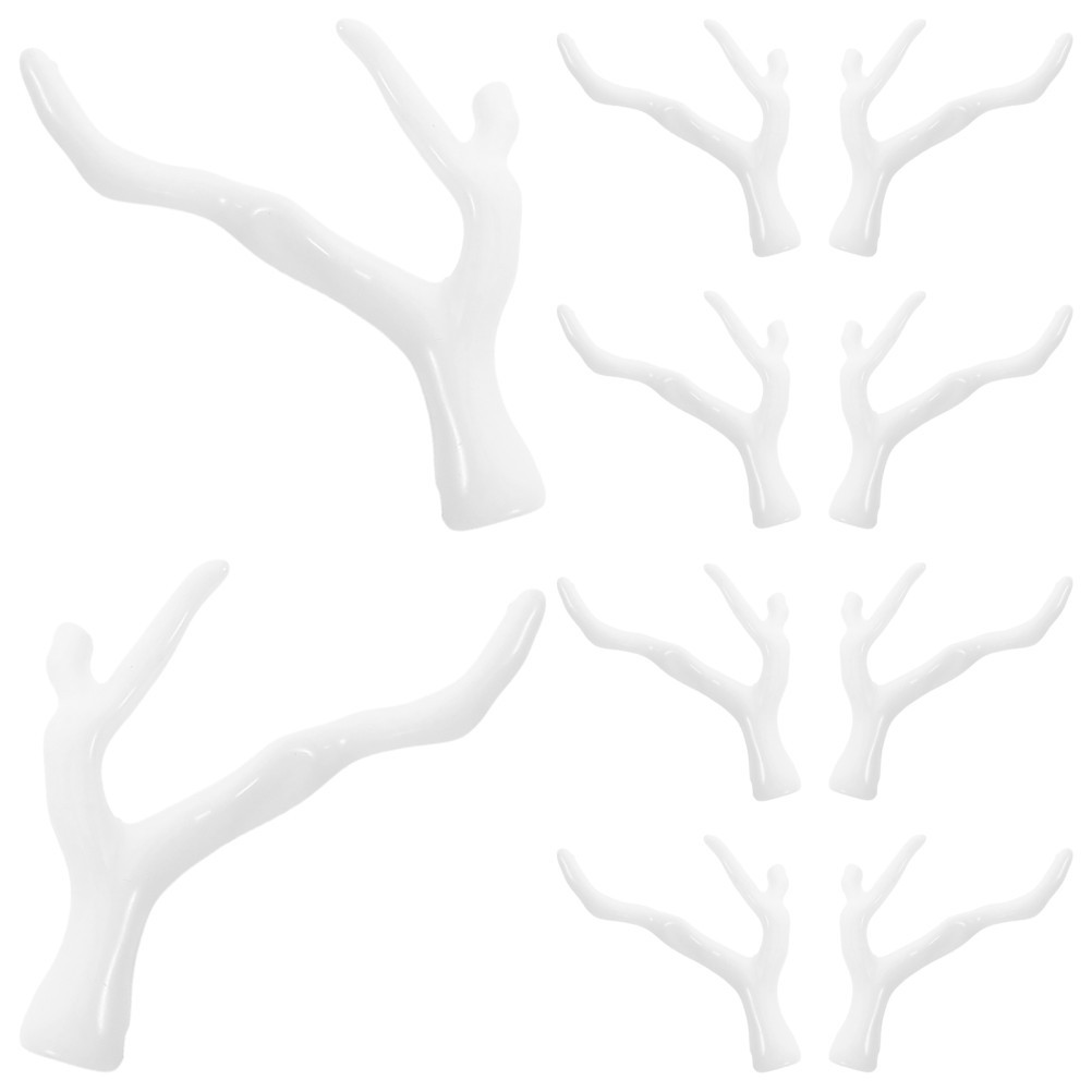 10Pcs Reusable Acrylic Coral Branches Lightweight DIY Hairpin Decor White