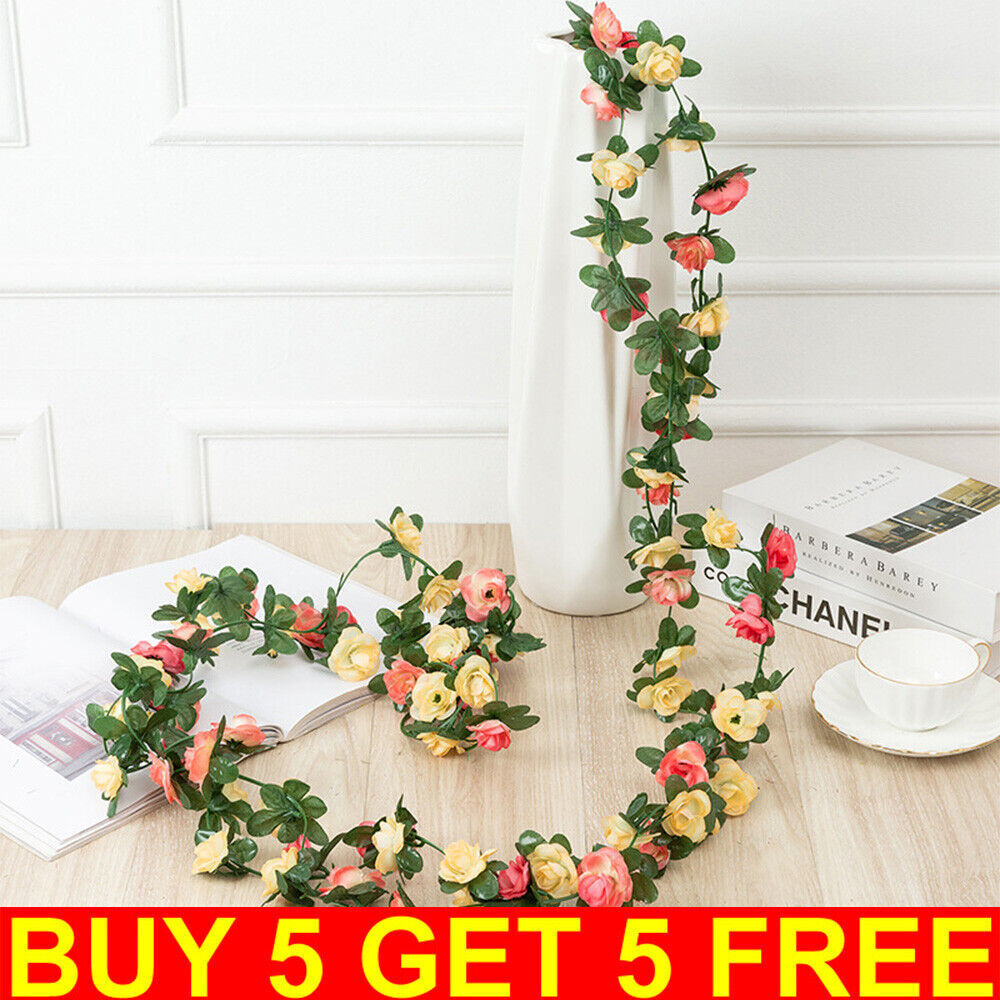 45 Flowers 8Ft Artificial Flower Rose Fake Hanging Garland Party Wedding Decor