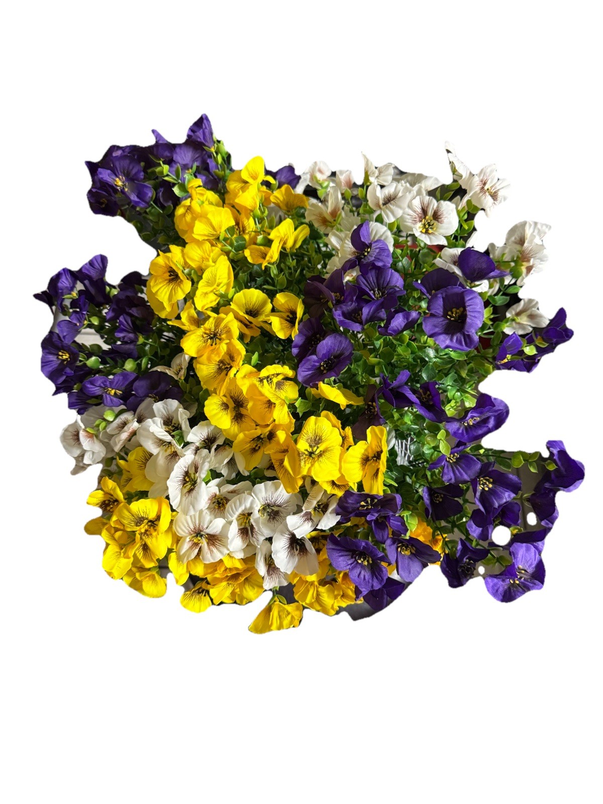Artificial Green Leaf & Foliage Garland w/ Yellow & Purple Flowers Wall Decor
