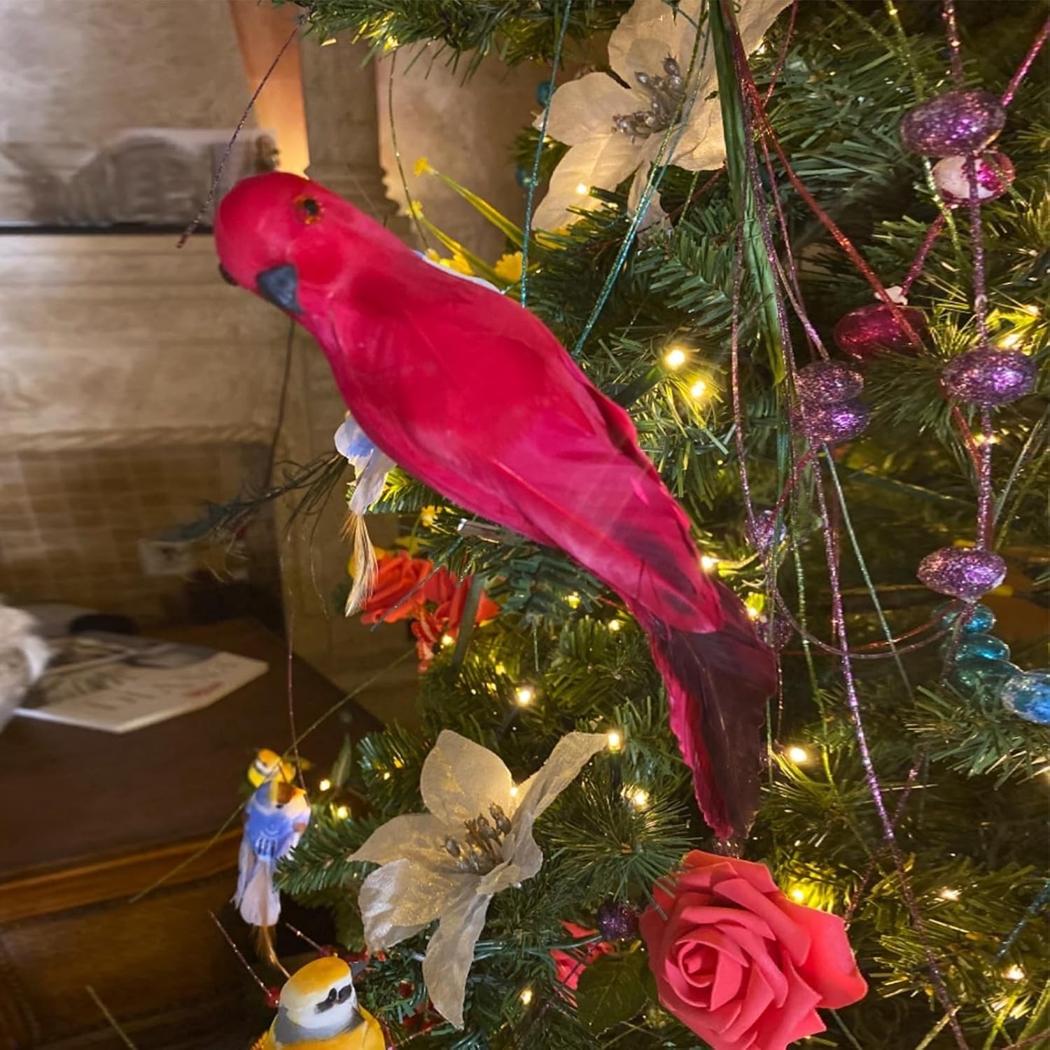 7.8″ Realistic Red Foam Feathered Parrot Clip-On for Costumes & Decor