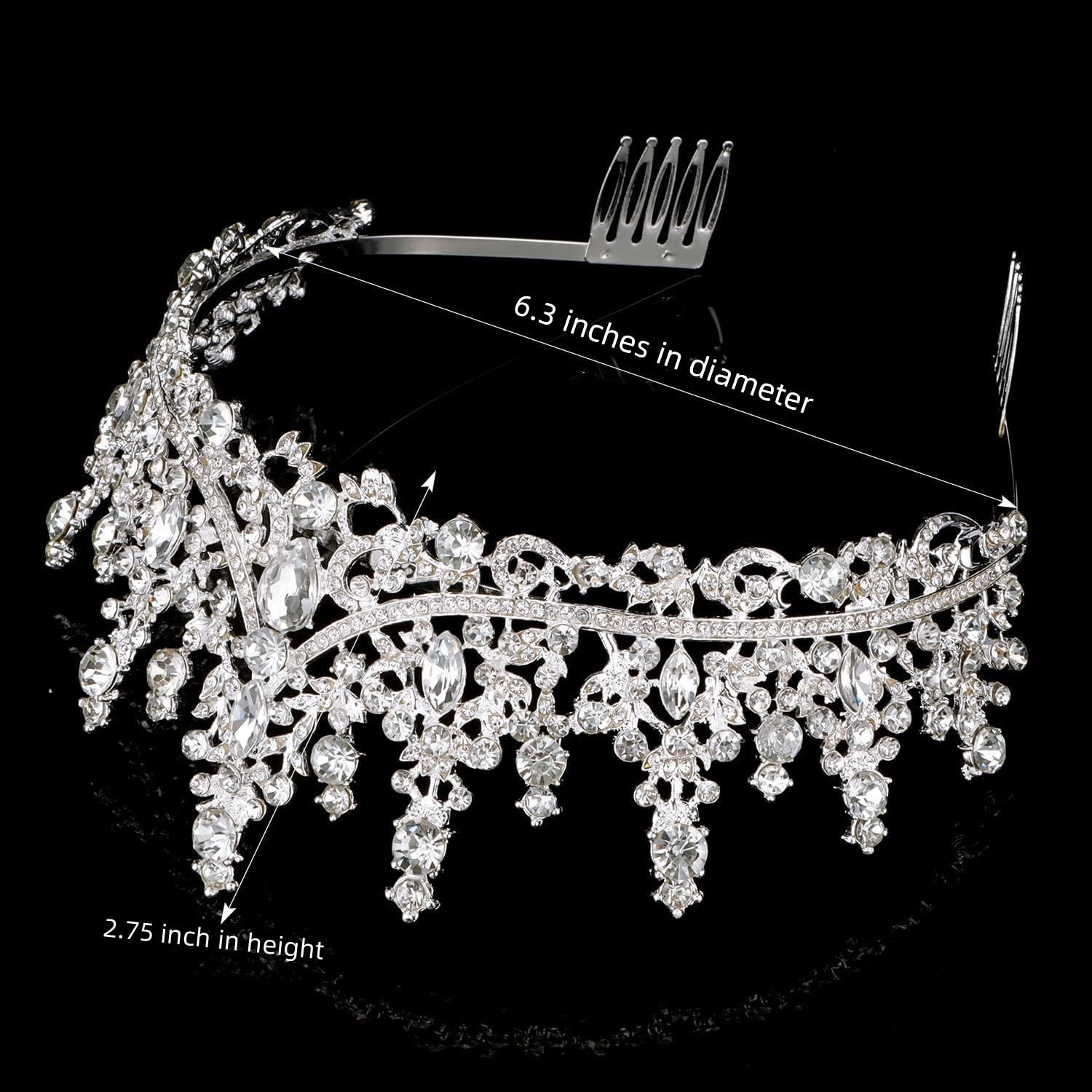 CURASA Silver Tiara and Crowns for 2.75 inches (H) x 6.3 (D),