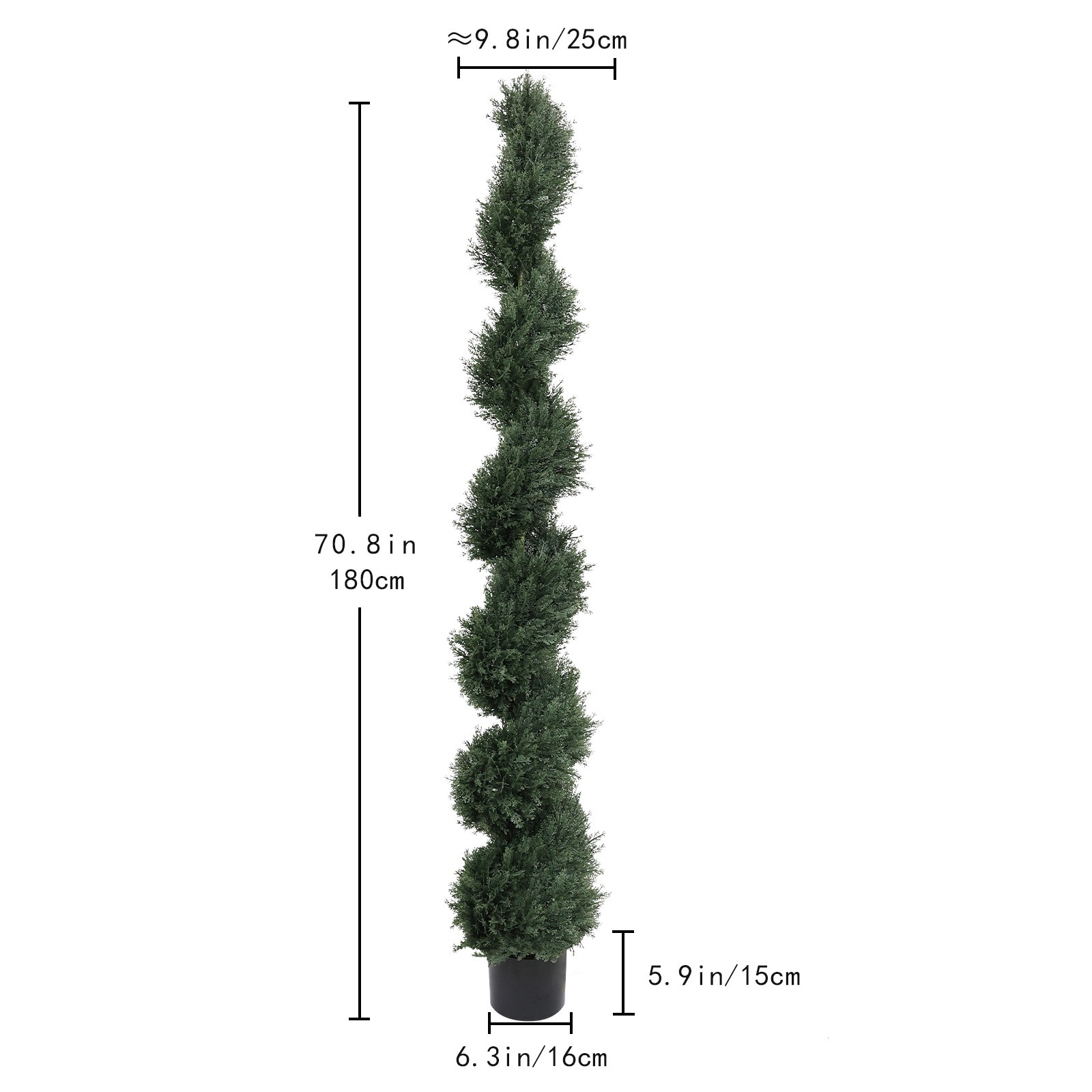 6ft Spiral Cedar Artificial Tree, 2-Piece Set, Green Plastic, Outdoor Decor