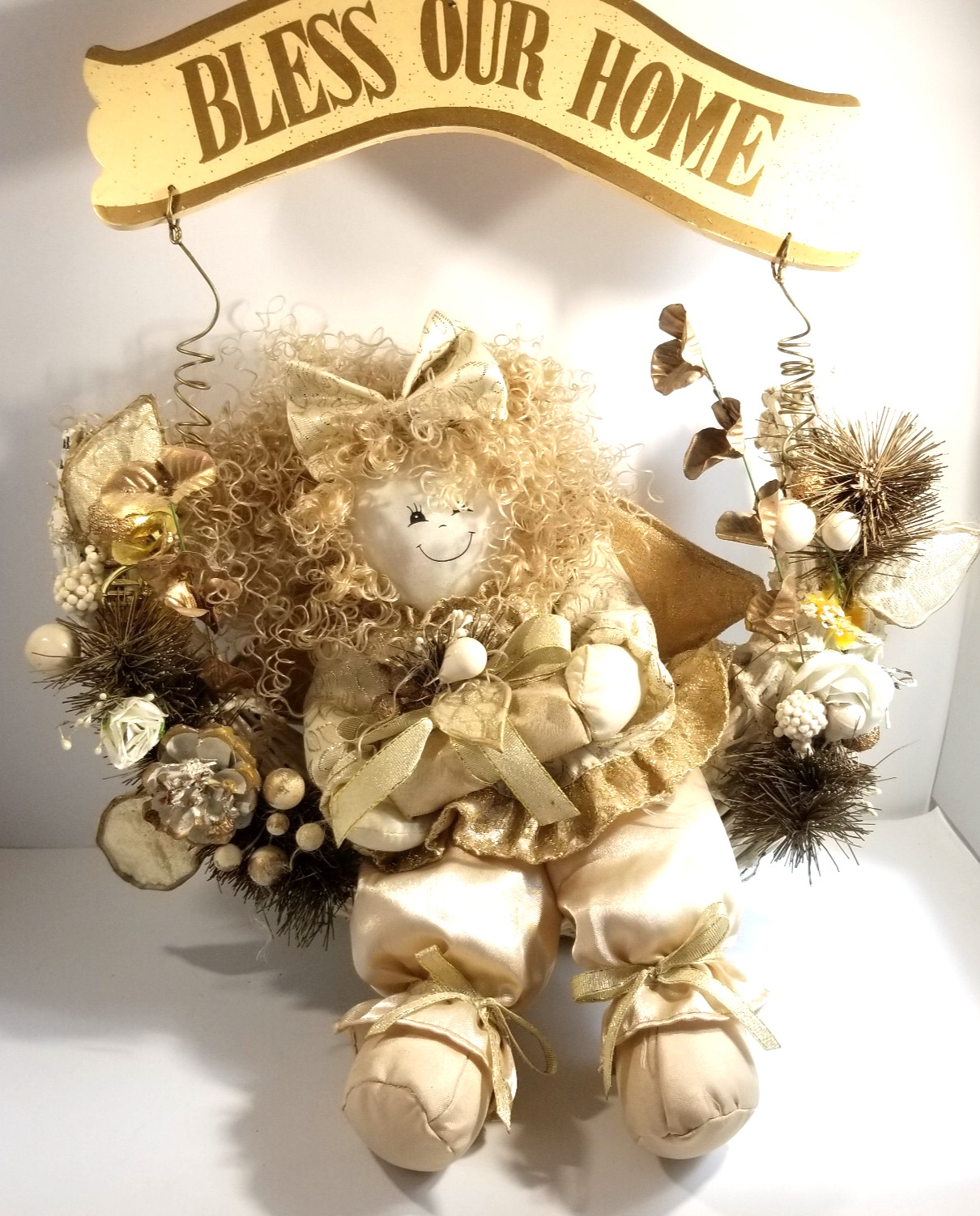 Bless Our Home Cute Angel Half Wreath