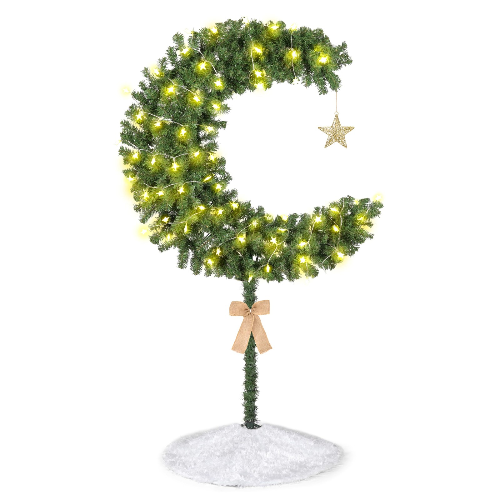 ZpigToor 6 FT Ramadan Tree 100 LED Lighted Eid Crescent Moon 6ft, Green