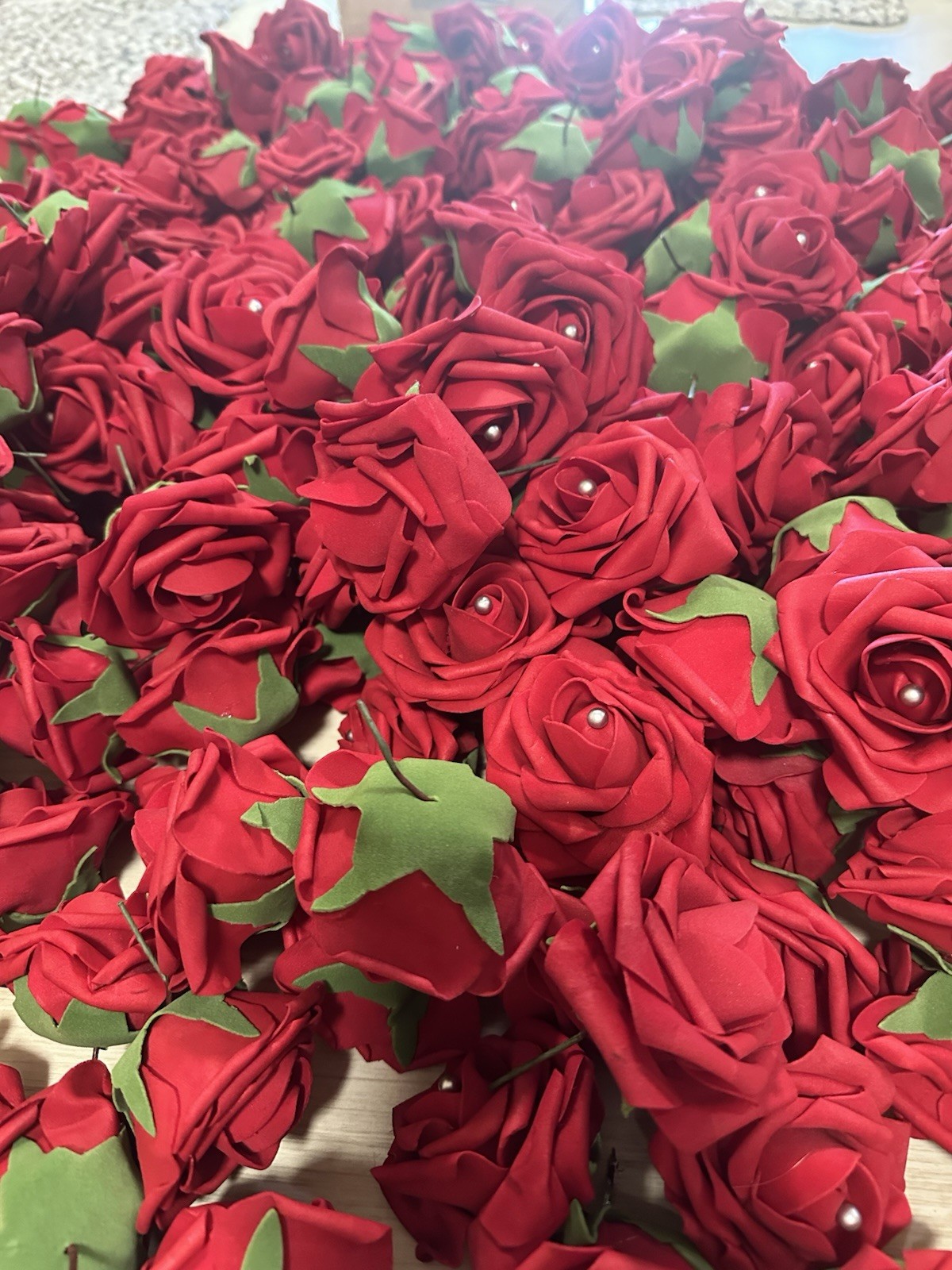 Artificial Flowers 113 Pcs Real Looking Red Foam Fake Roses with Stems