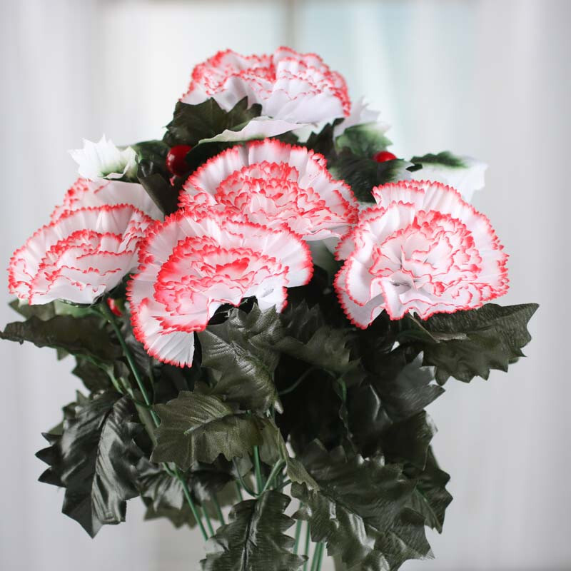 Set of 4 Artificial Carnation and Holly 17-1/2″ Bushes