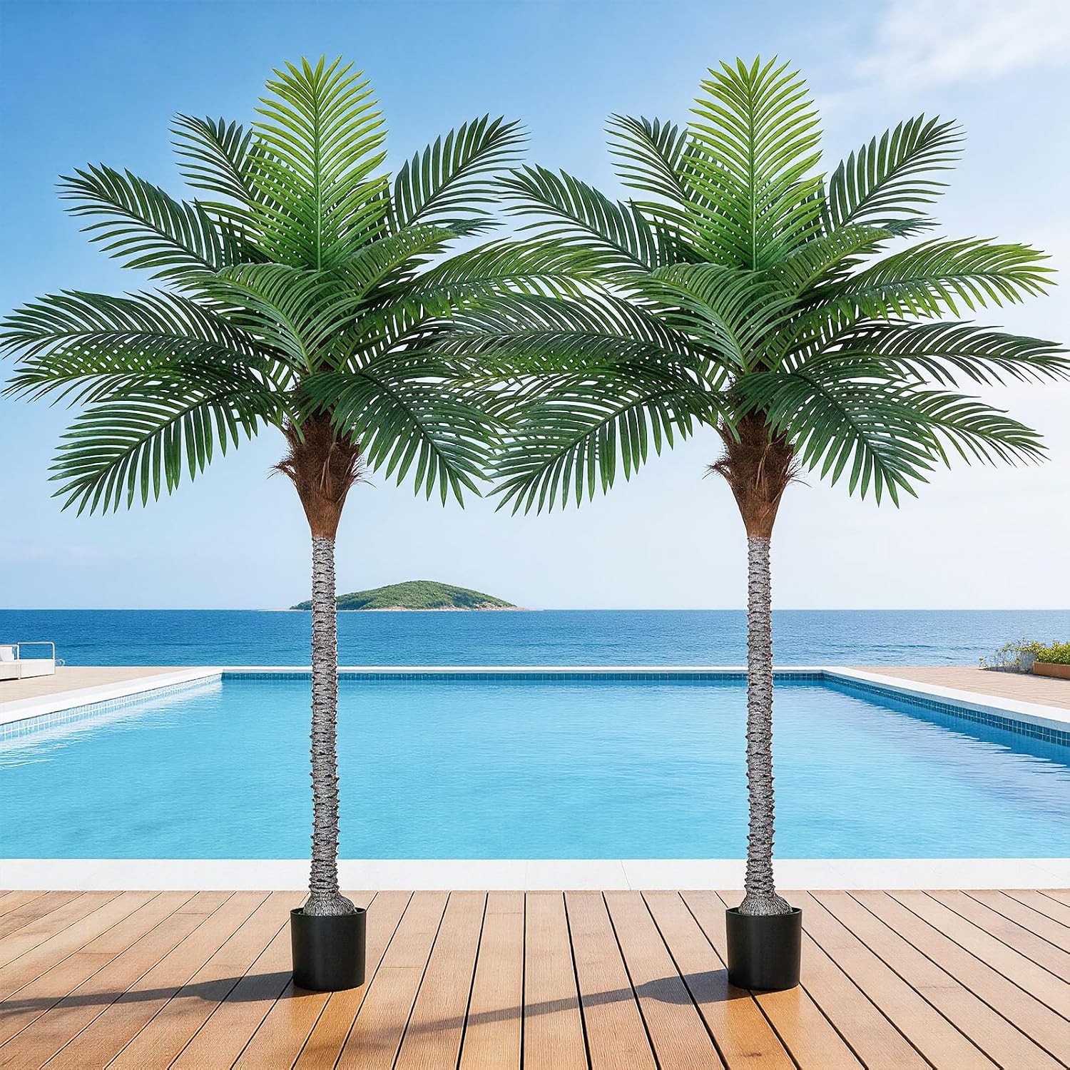 7FT Artificial Palm Tree 2 Pack Golden Cane Faux Palm for Indoor Outdoor Use