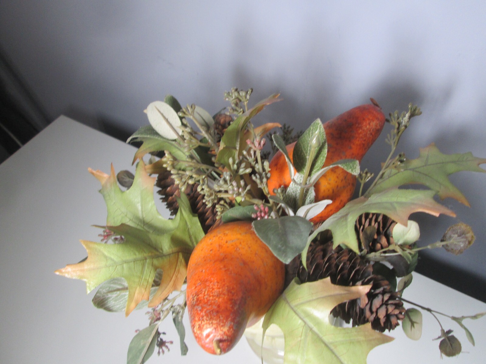 Fruit Topiary Arrangement In Urn Pedestal Planter Bought @ Bombay Company – 12″H