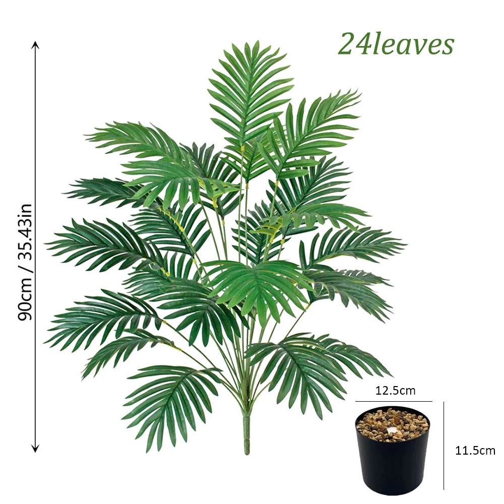 24 Leaves Areca Palm Artificial Plants Trees in Pot Plastic Green Fake Plant Tre