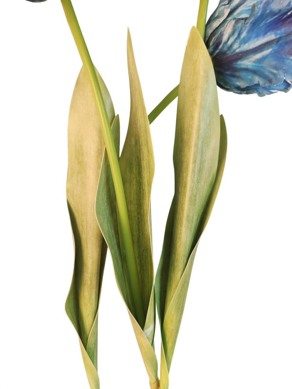 Blue Faux Tulips Set of 3 Artificial Parrot Tulips 27 Inch Tall