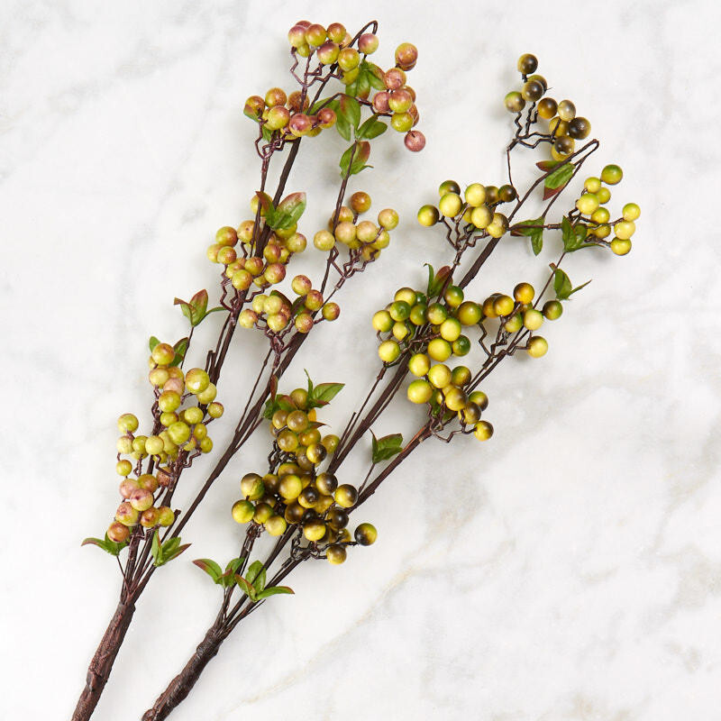 Set of 2 Variegated Artificail Berry Cluster Stems
