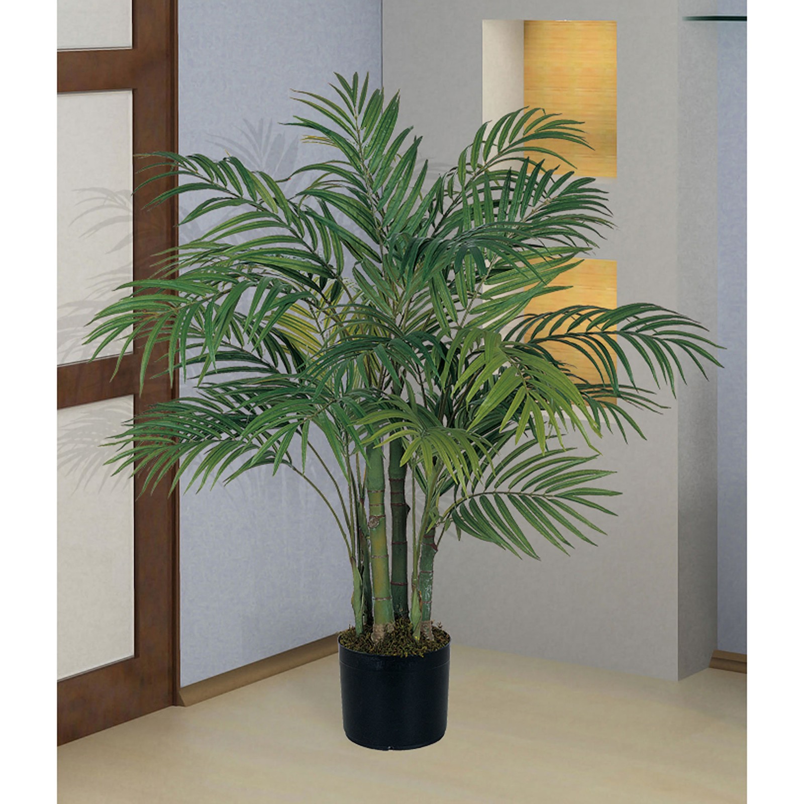 Nearly Natural 36″ Areca Silk Palm Tree with 536 Leaves in Green/Black