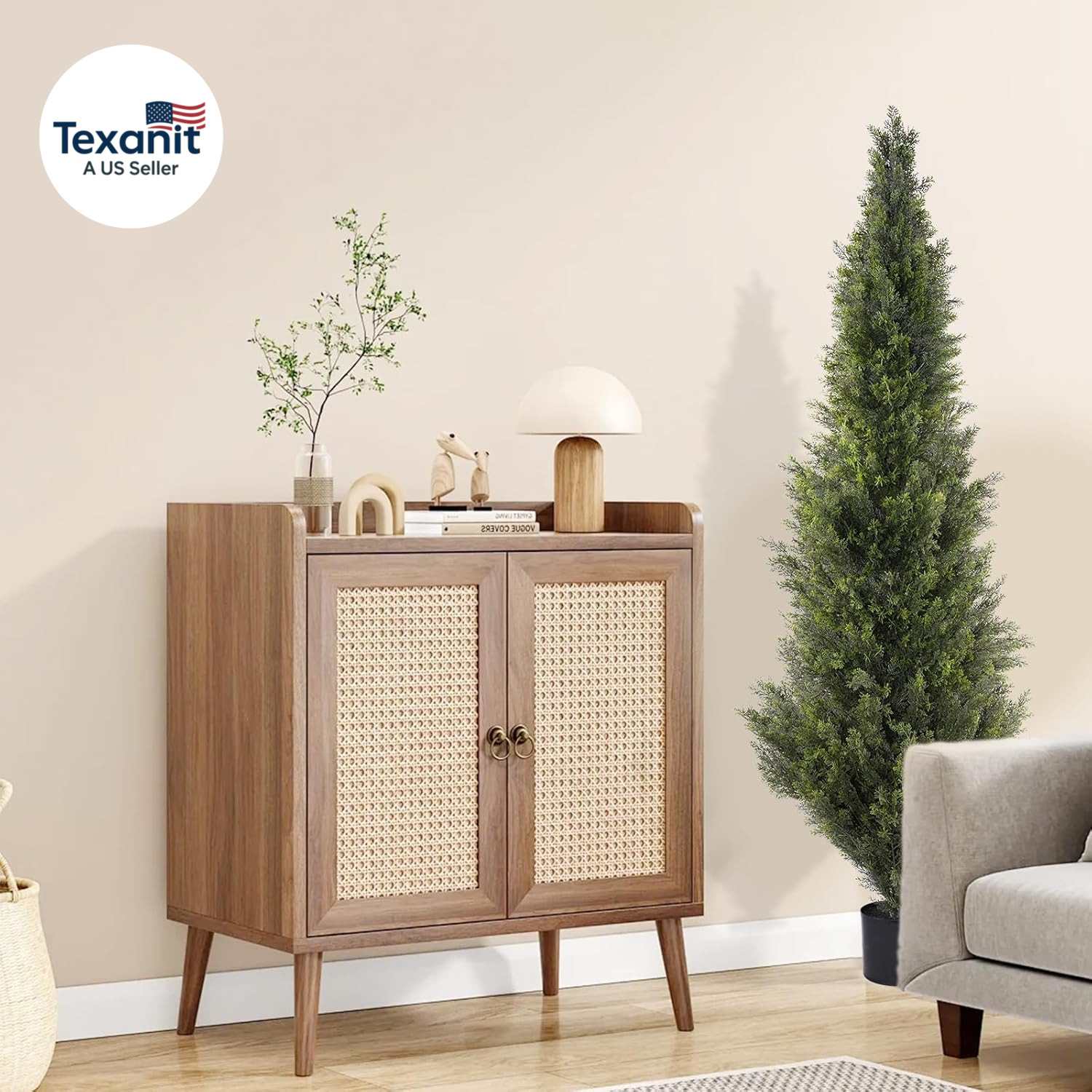 6FT Artificial Cedar Topiary Trees, Set of 2 Realistic Outdoor Indoor Fake Potte