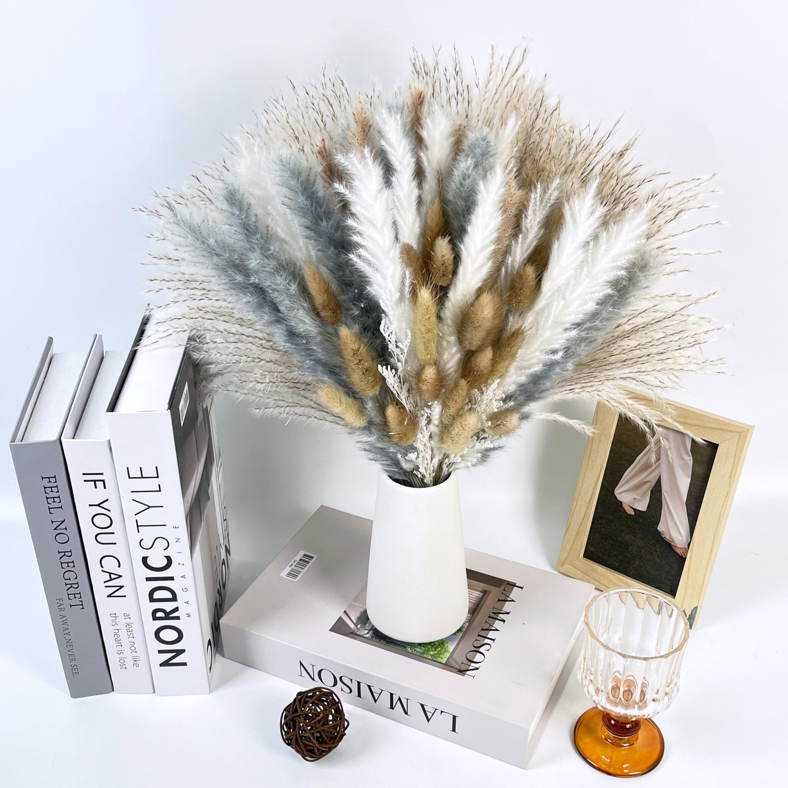 Natural Dried Flower Bouquet – 17″ Boho Style Mixed Pampas Grass