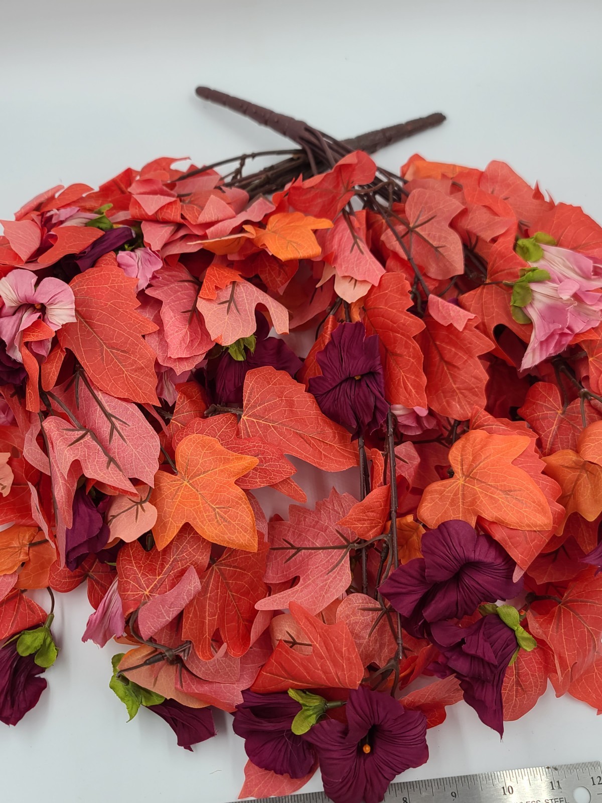 Faux Hibiscus Fall Fake Flowers 2pk Orange