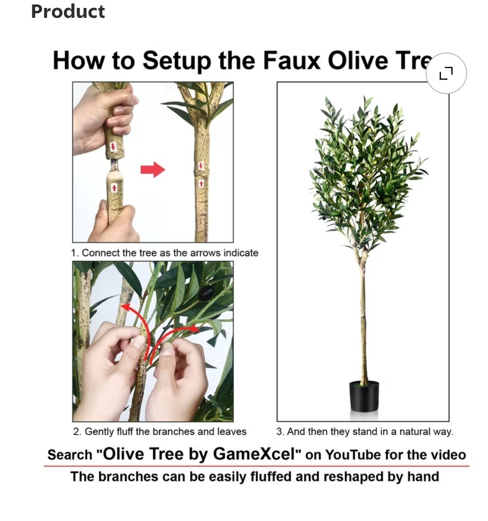 5 ft Artificial Olive Plants with Realistic Leaves and Natural Trunk