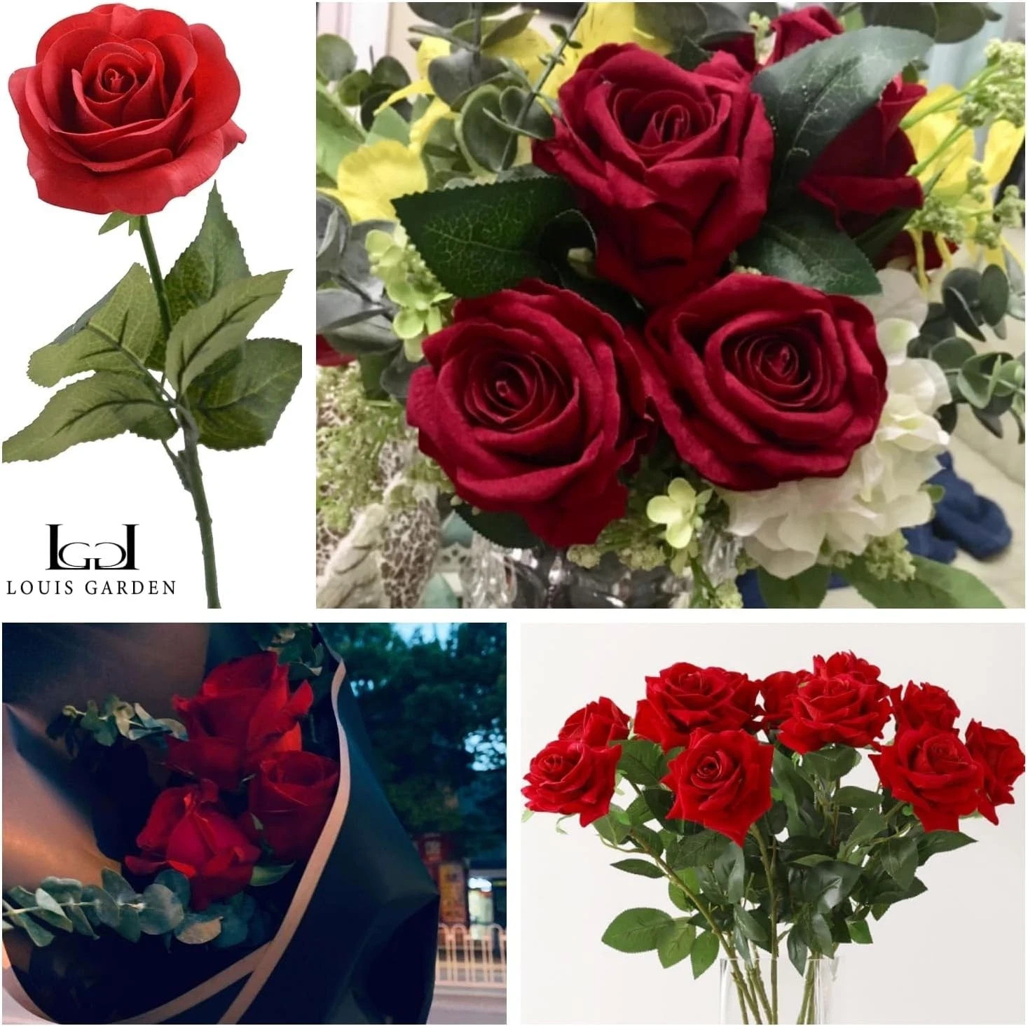 Red Rose Artificial Flowers, 1Pc 17″ Single Red Rose for Valentine’s Mother’s Da