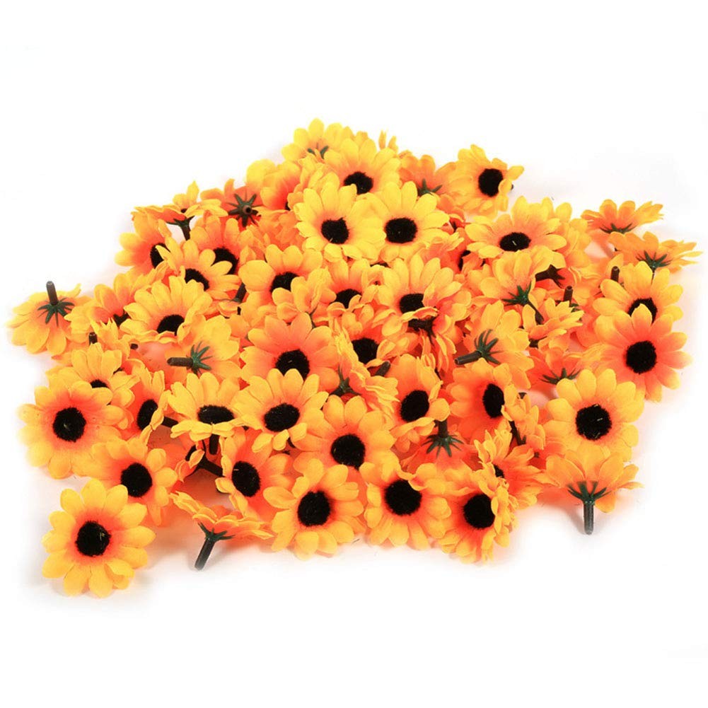 Yellow Artificial Daisy Flowers 100 PCS 4cm Fake Chrysanthemum Heads DIY Craft