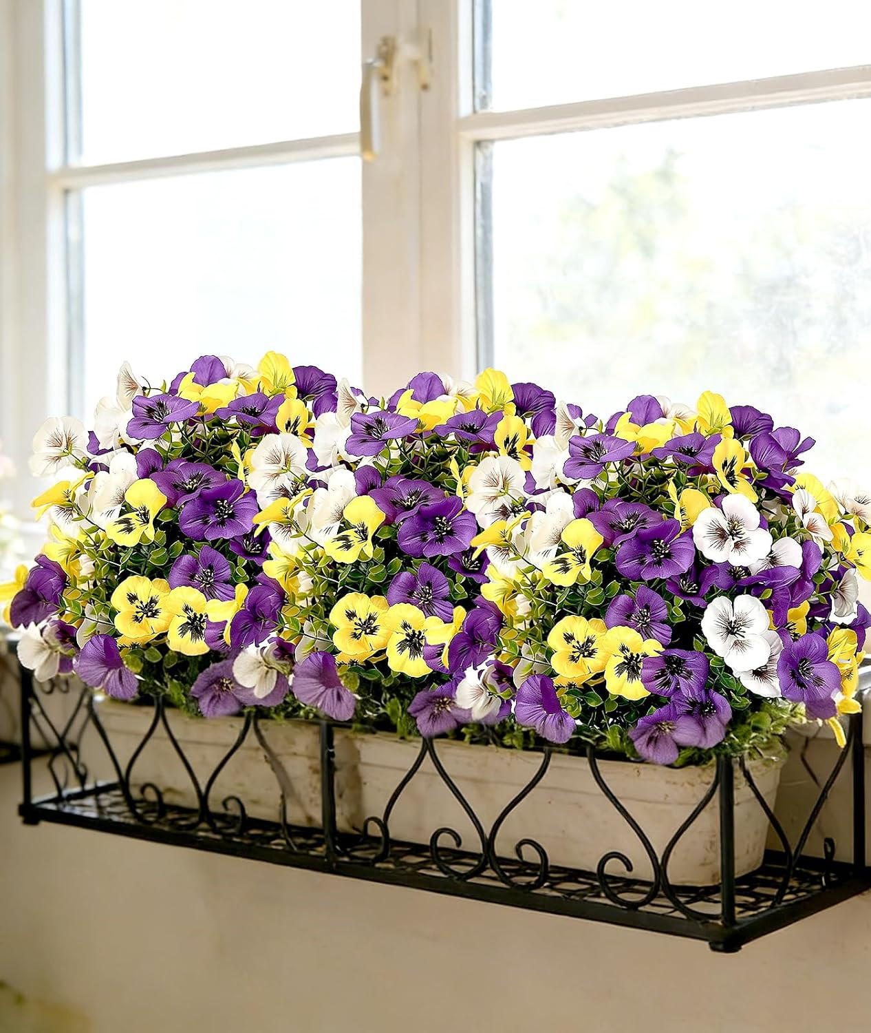 2 Pack Yellow Artificial Petunia Flowers – 23” Tall UV Resistant Decor