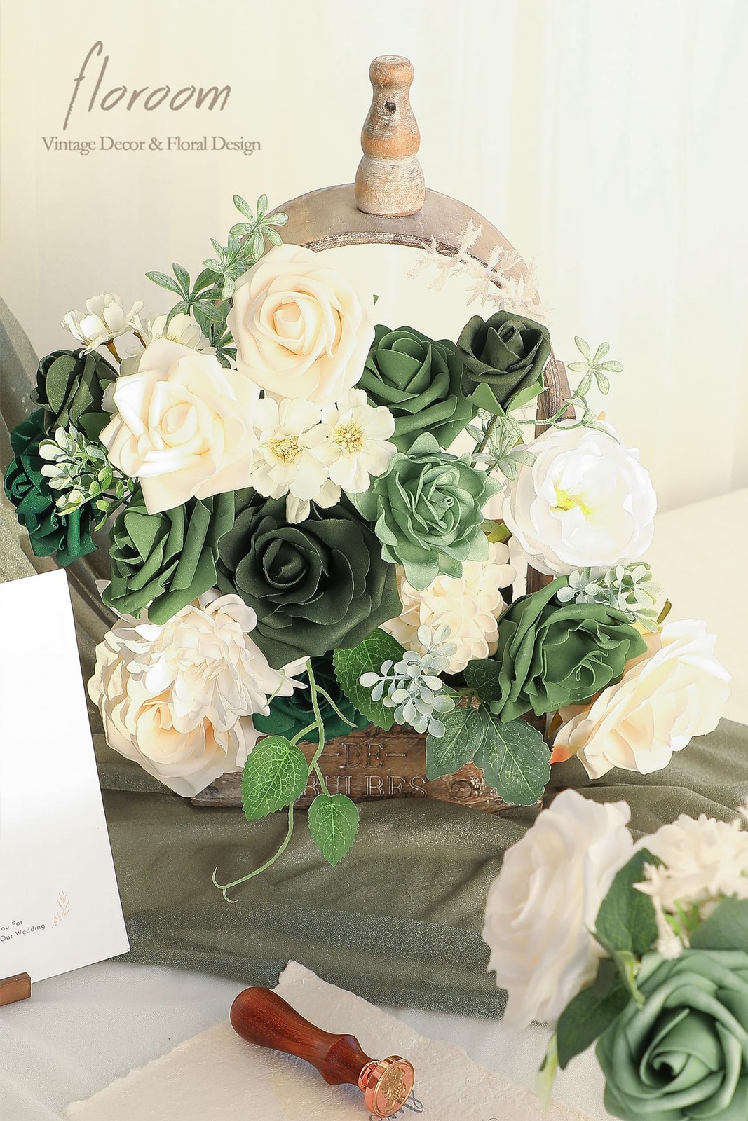 Olive Green Artificial Flowers Forest Green Fake Roses Peonies Dahlia Greener…